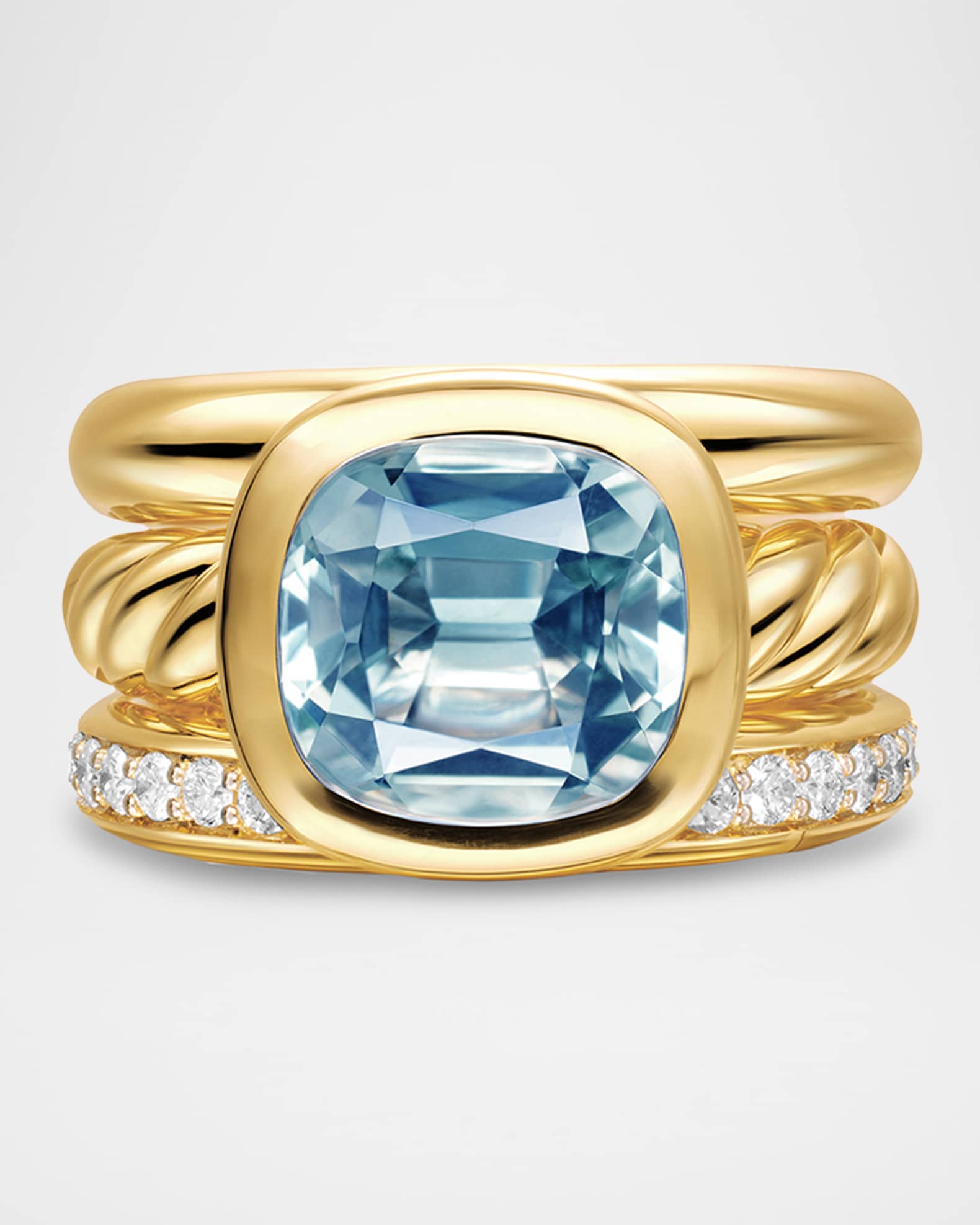David Yurman DY Mercer 3 Row Stone Ring with Diamonds in 18K
