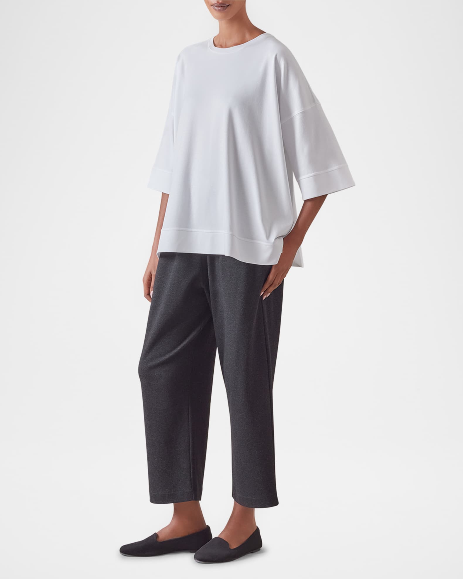 Round Neck 3-4 Sleeve Top With Hembands (Mid Plus) 1