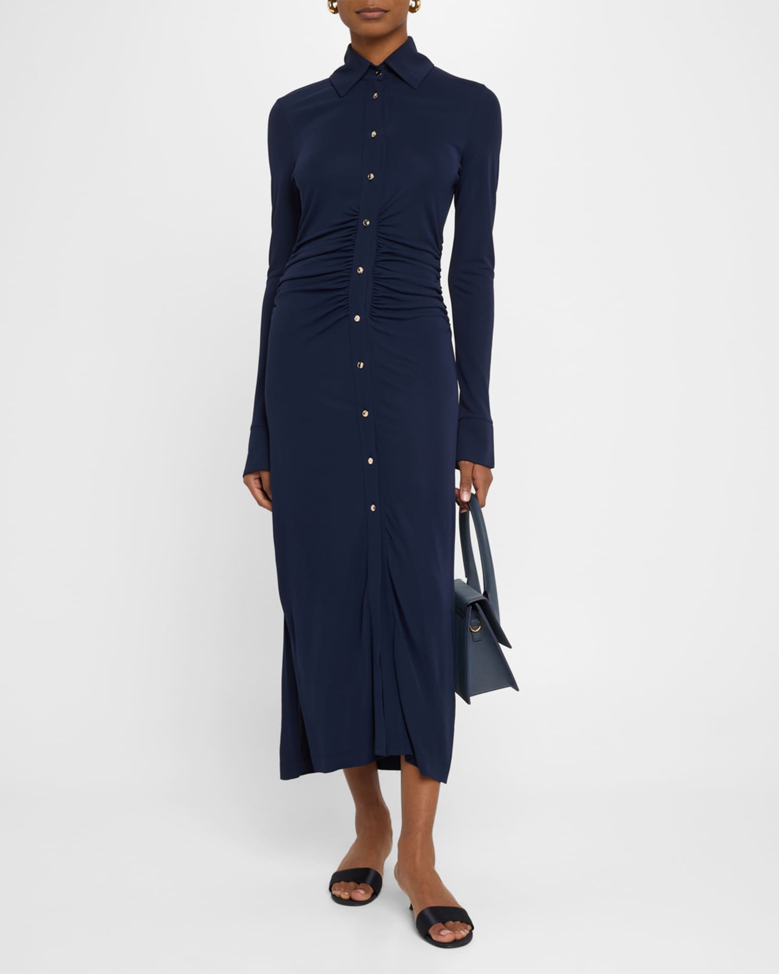 Claudia Midi Ruched Button Down Dress 1