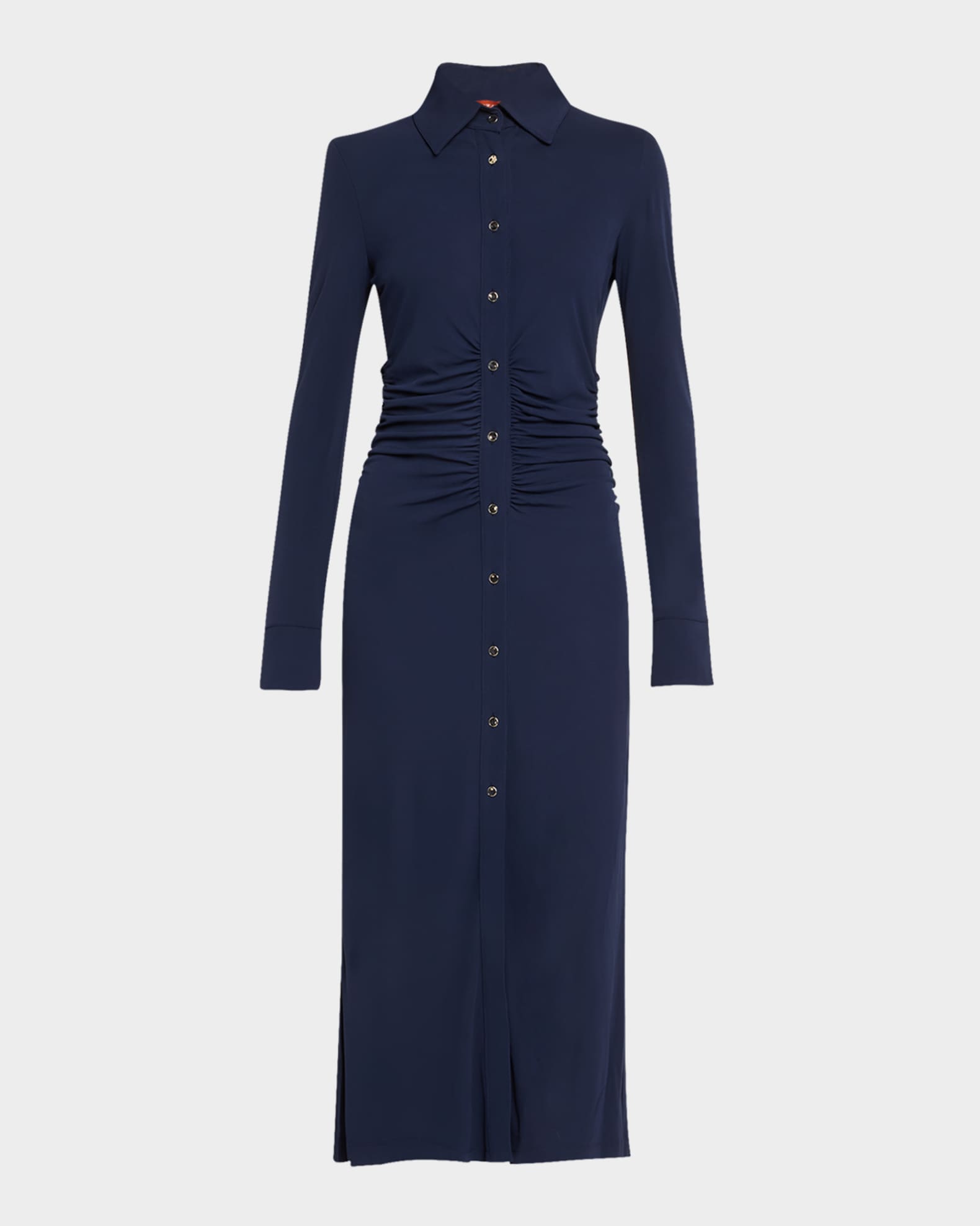 Claudia Midi Ruched Button Down Dress 0
