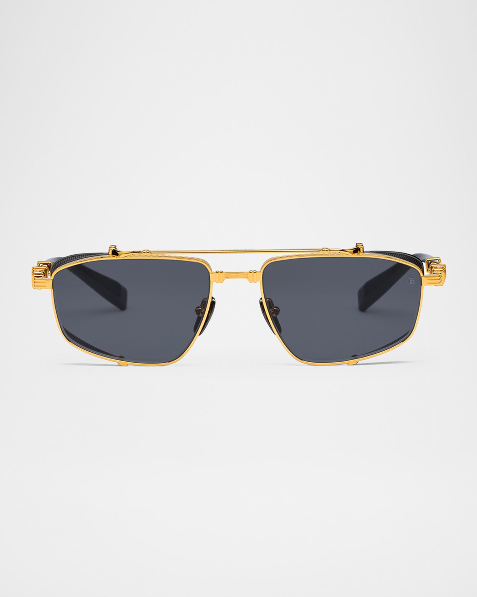 Brigade-V Aviator Titanium Sunglasses | Neiman Marcus display picture 3