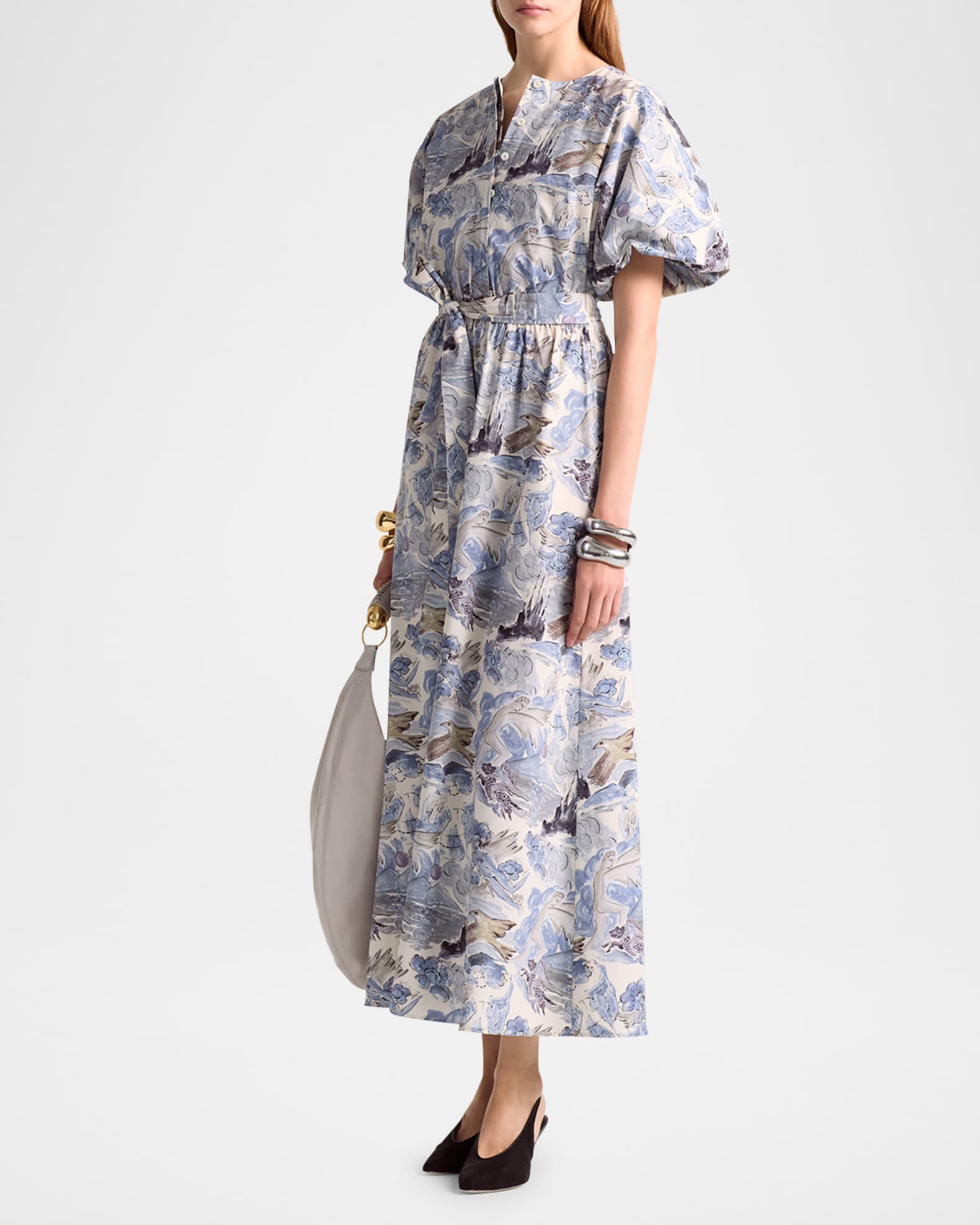 Paulina Printed Poplin Self-Tie Dress 1