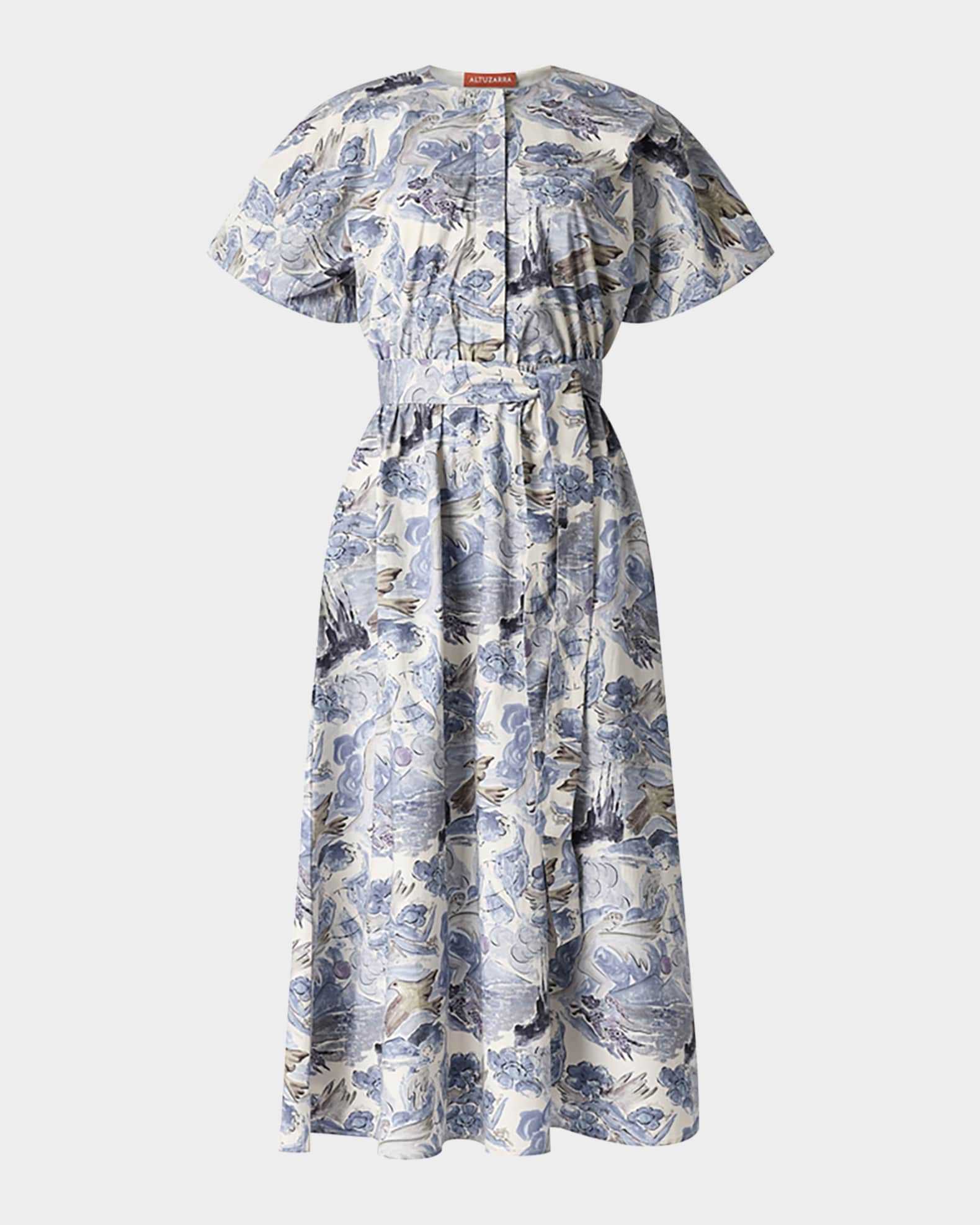 Paulina Printed Poplin Self-Tie Dress 0