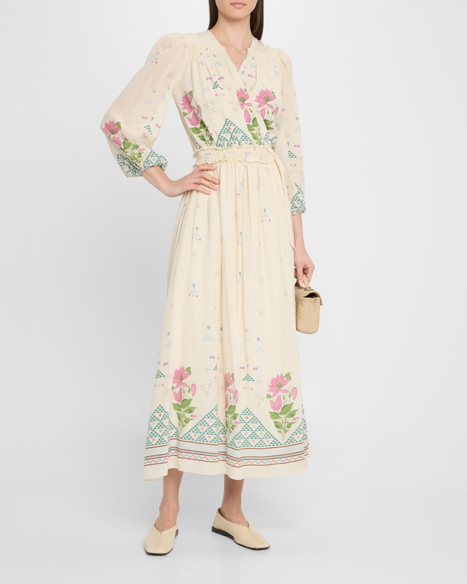 Lavinia Long-Sleeve Midi Wrap Dress 1
