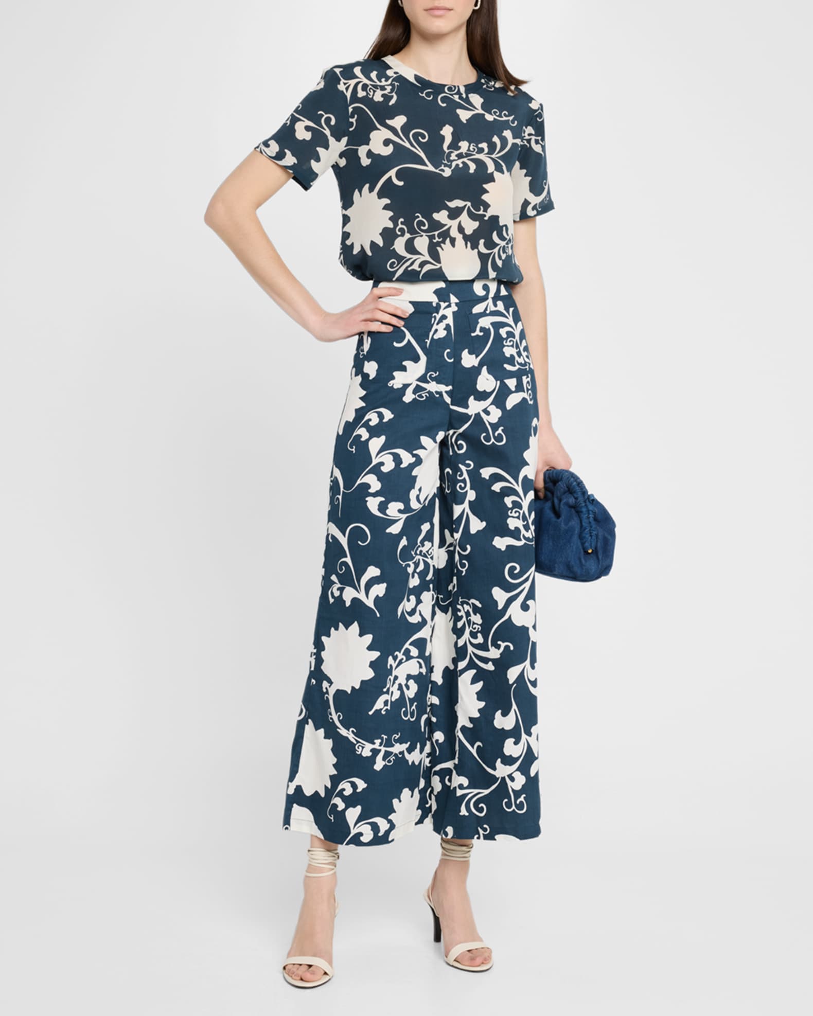 Adele Floral Wide-Leg Ankle Pants 1