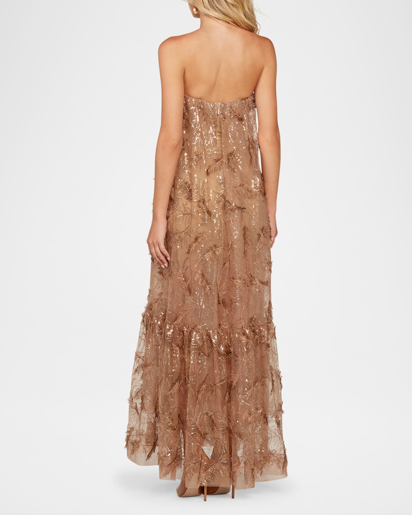 Cara Strapless Sequin Embroidered Gown 1