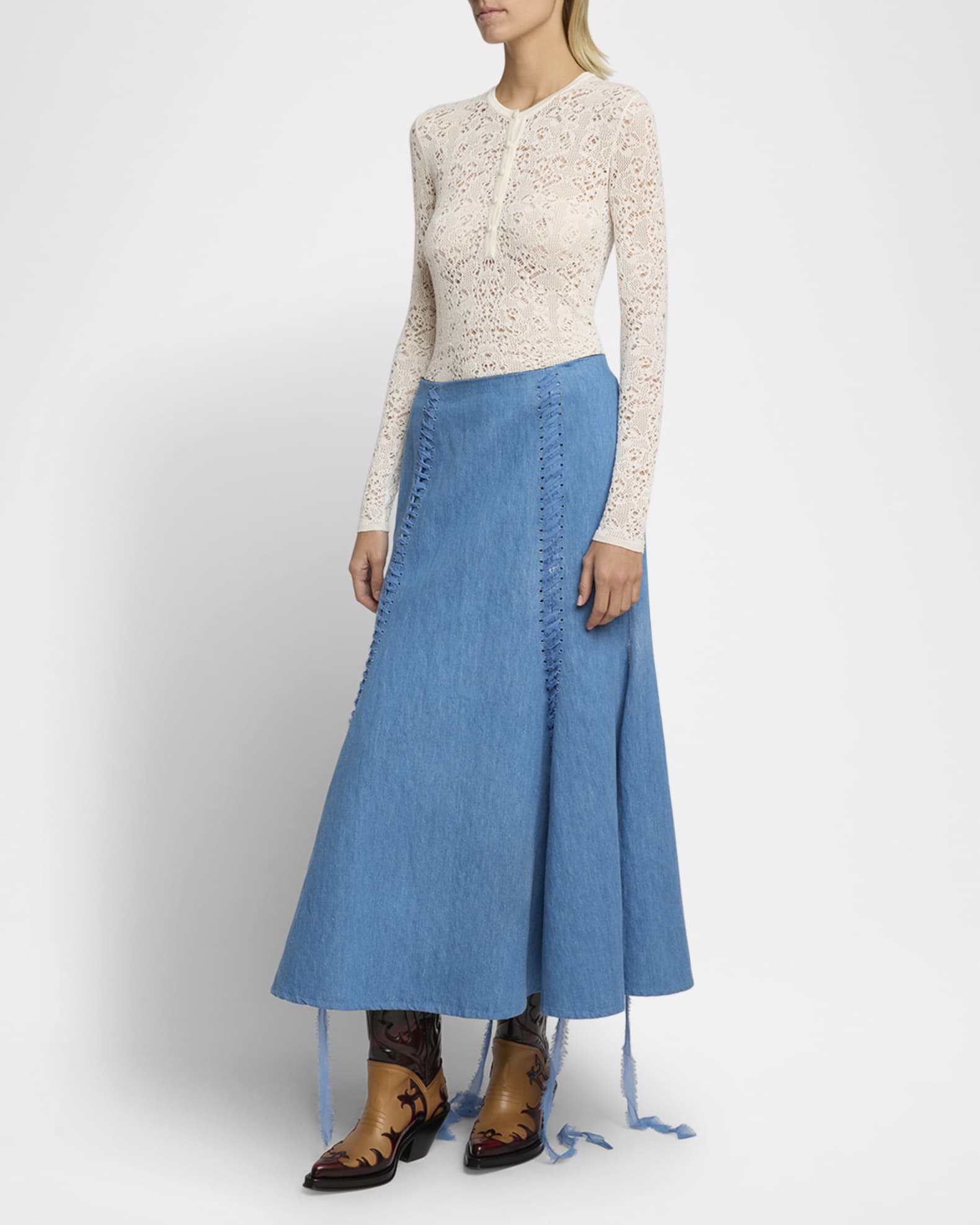 Ithaca Lace Knit Henley Sweater 1