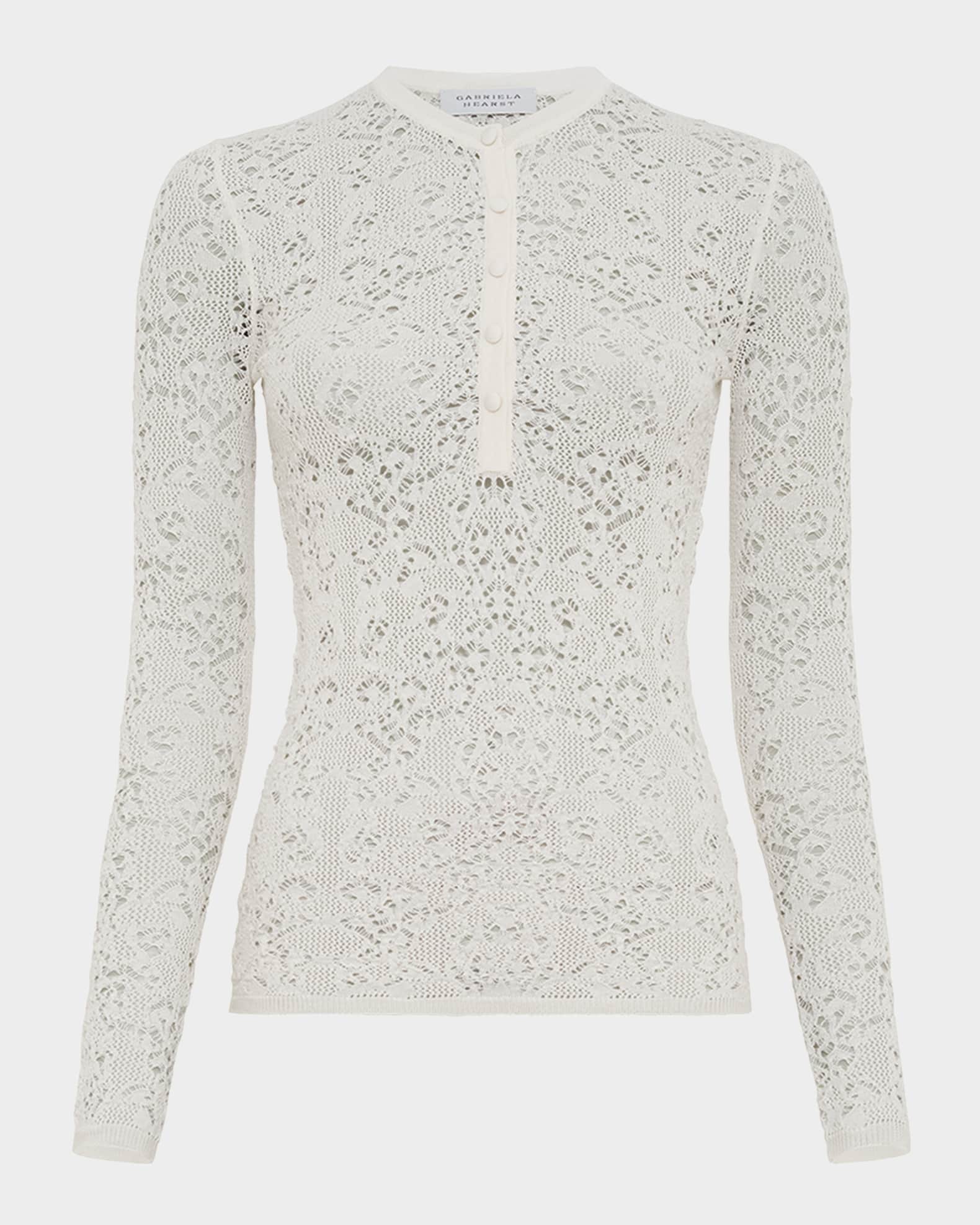 Ithaca Lace Knit Henley Sweater 0