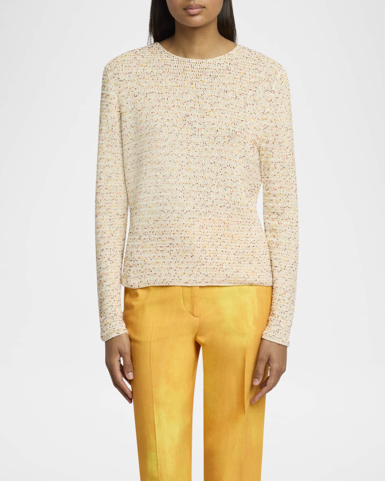 Galene Speckled Open-Knit Crewneck Sweater 1