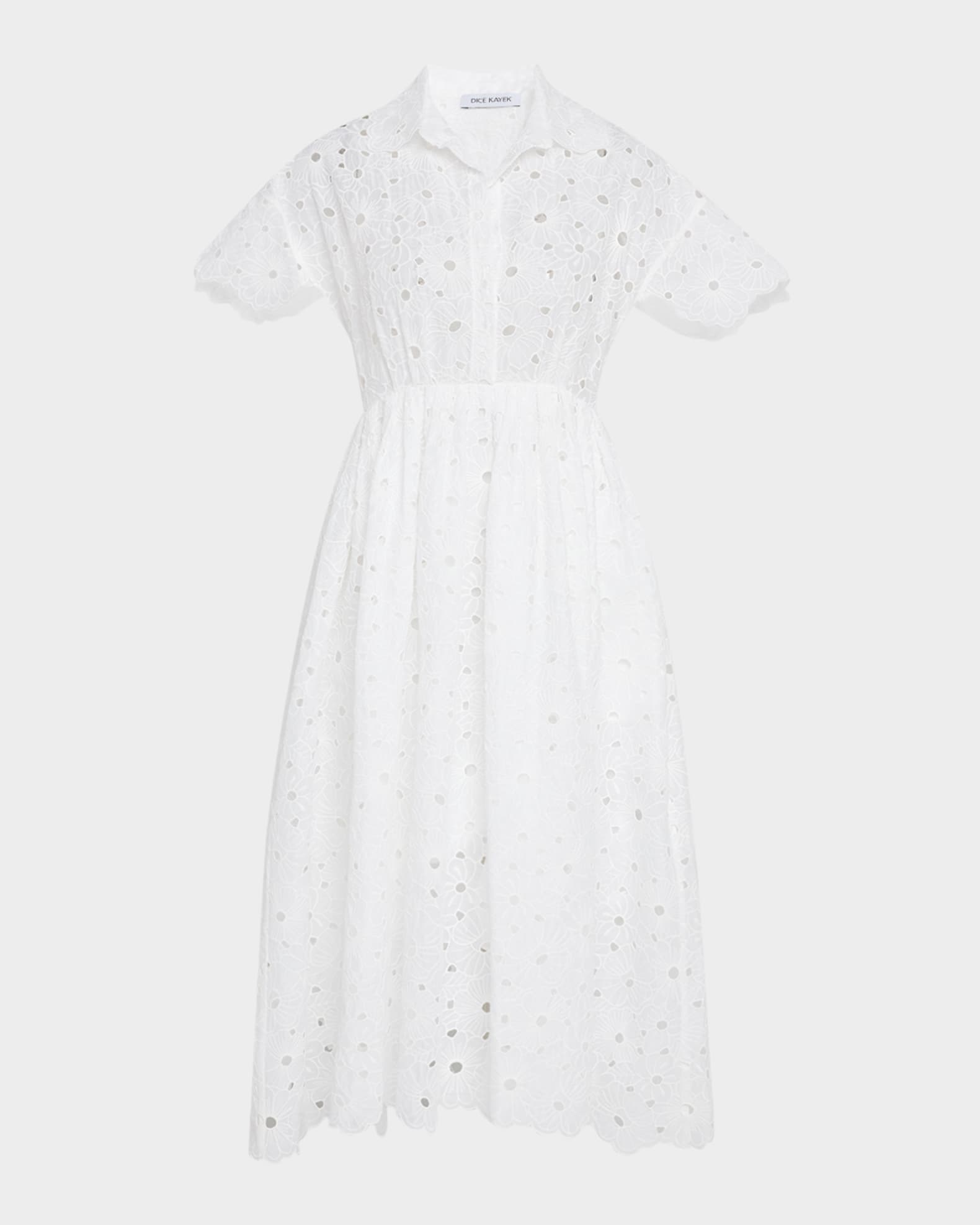 Daisy Eyelet Short-Sleeve Midi Shirtdress With Camisole 0