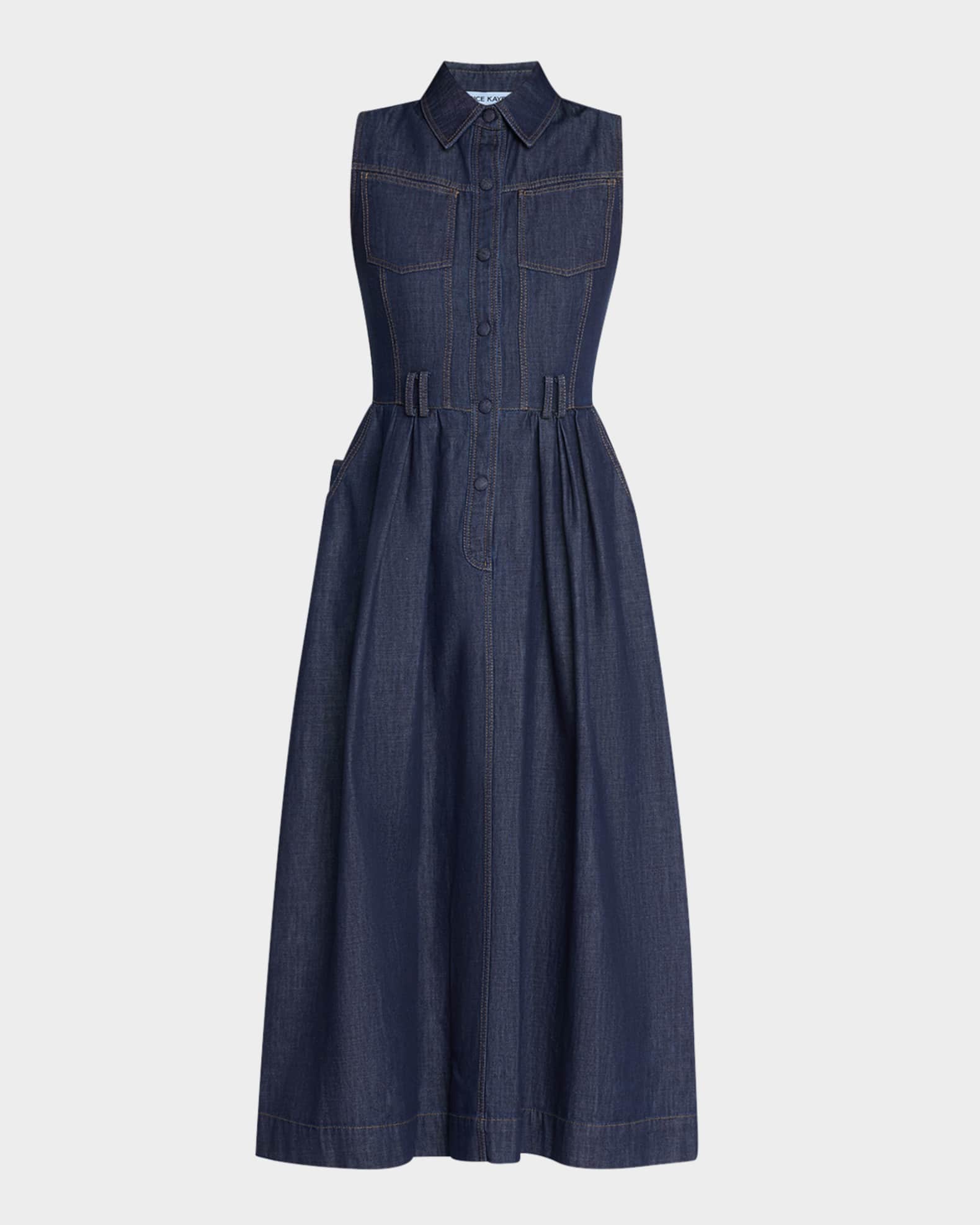 Sleeveless Denim Midi Shirtdress 0