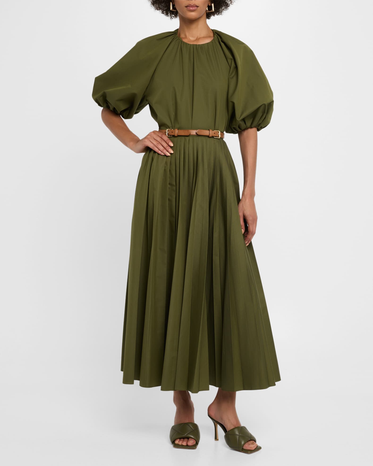 Belted Pleated Midi Skirt 1