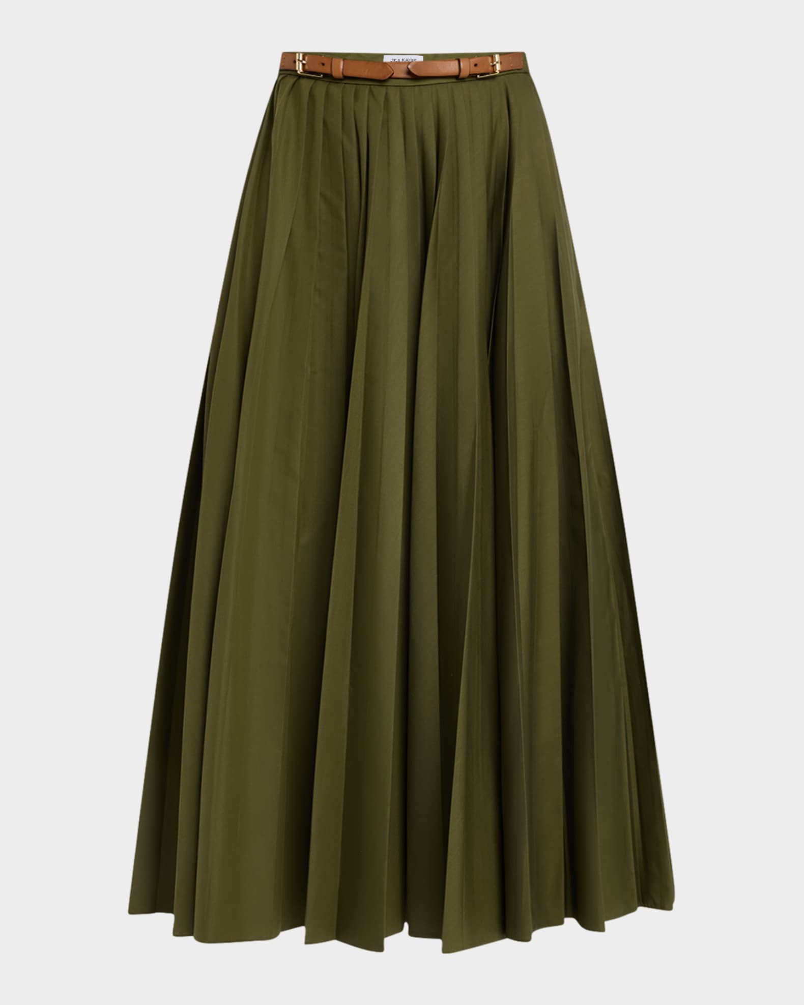 Belted Pleated Midi Skirt 0