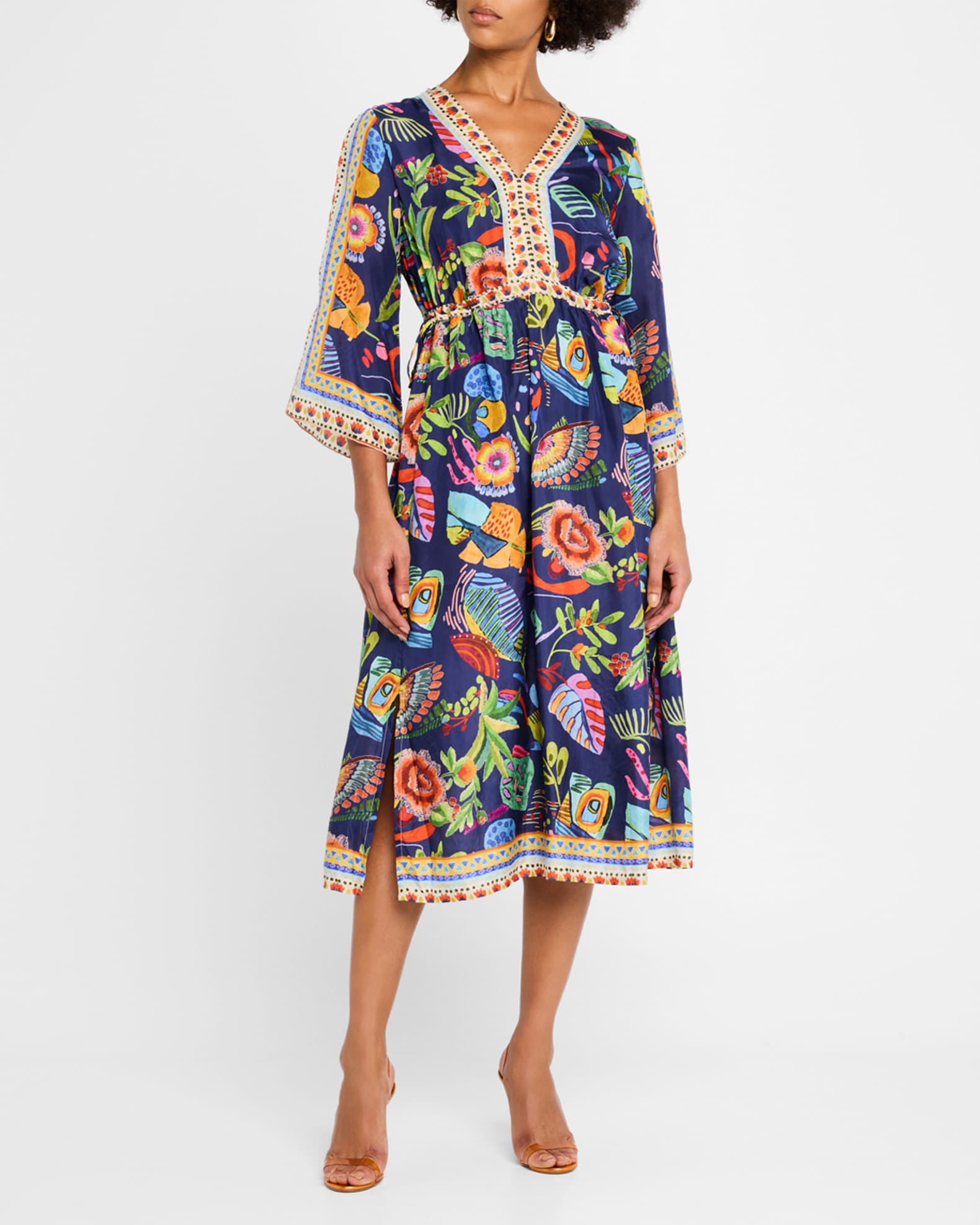 Saskia Floral-Print Silk Midi Dress 1