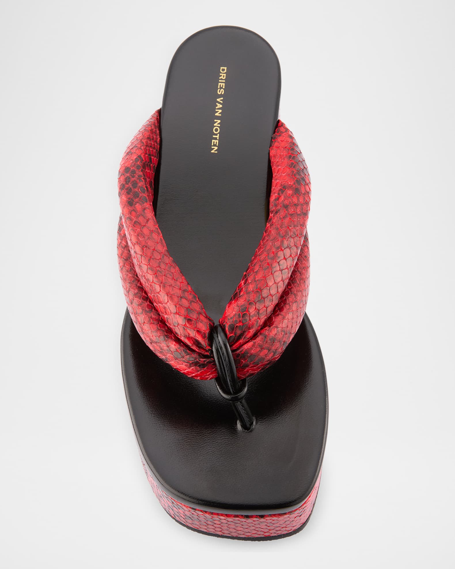22SS【DRIES VAN NOTEN】Leather thong sandals サンダル Dries Van Noten Snake-Embossed Leather Thong Platform