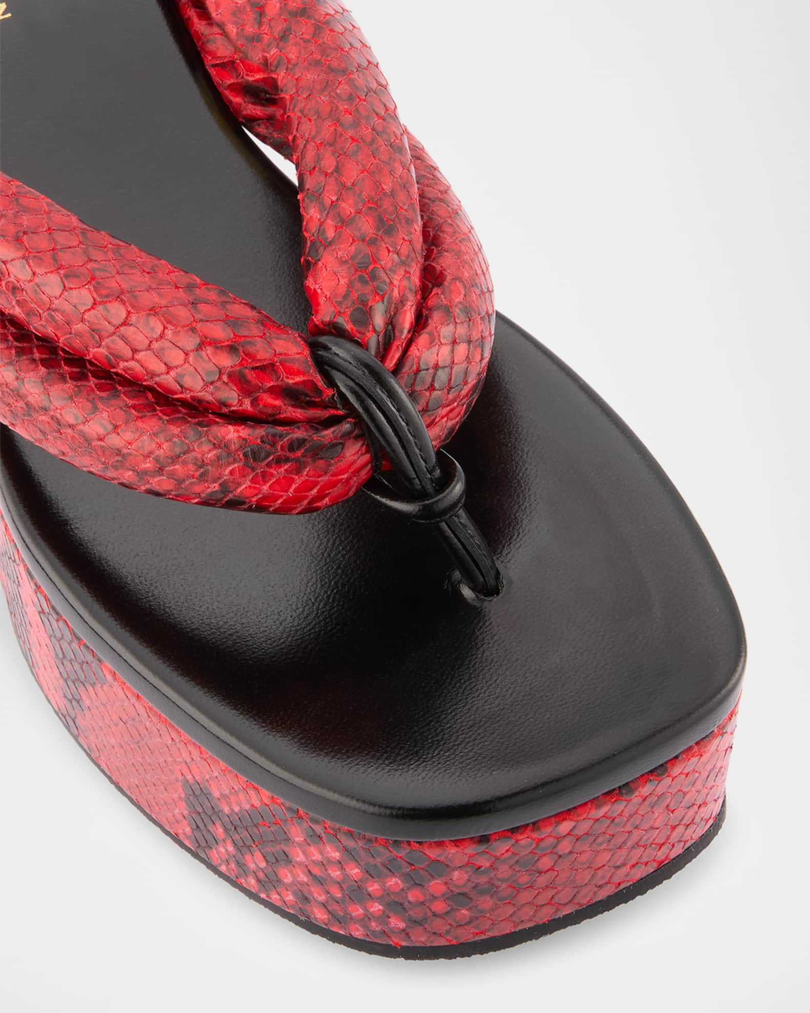 Dries Van Noten Snake-Embossed Leather Thong Platform