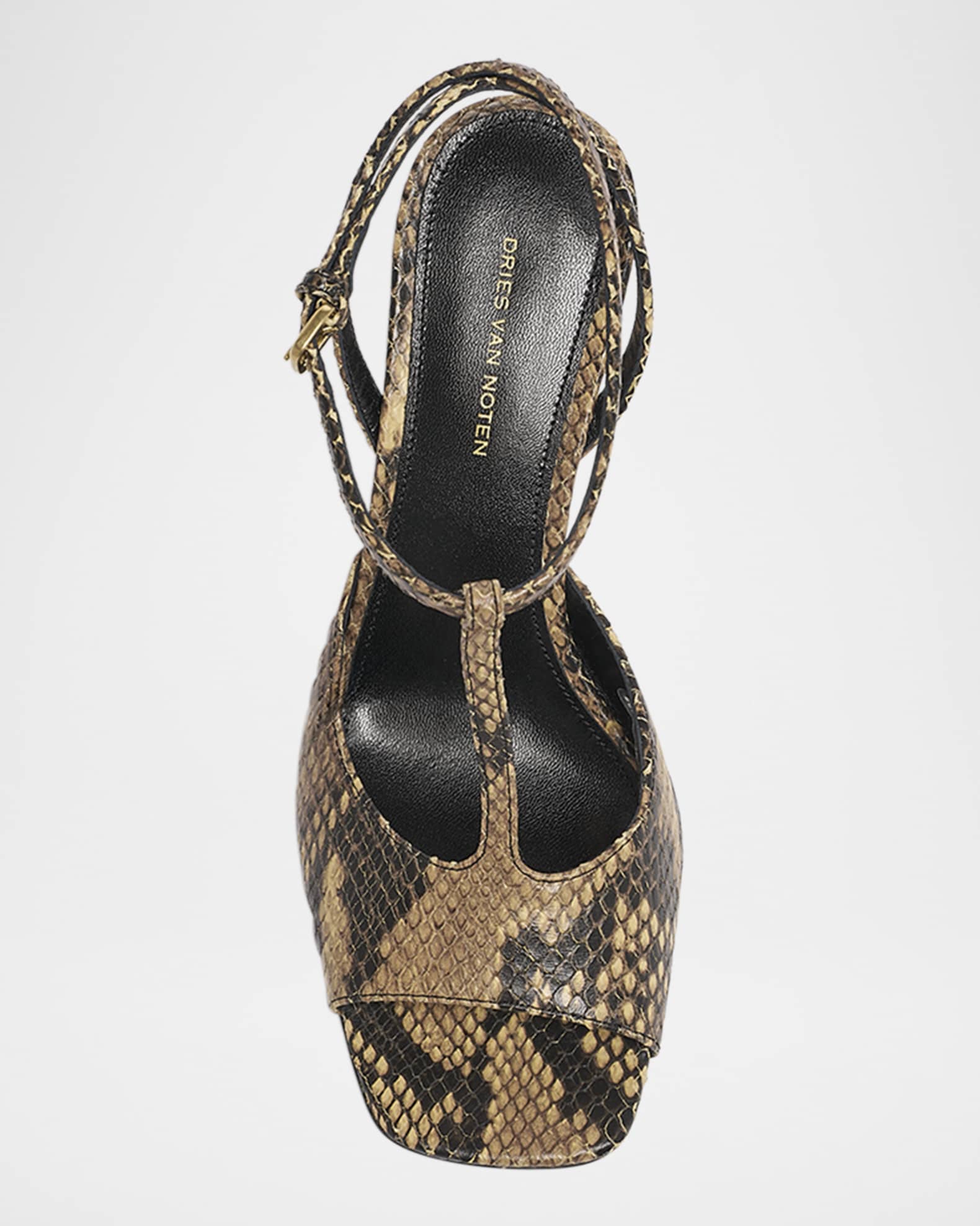Dries Van Noten Snakeskin Printed Leather Wedge Sandals Dries Van Noten Snakeskin Printed Leather Wedge Sandals