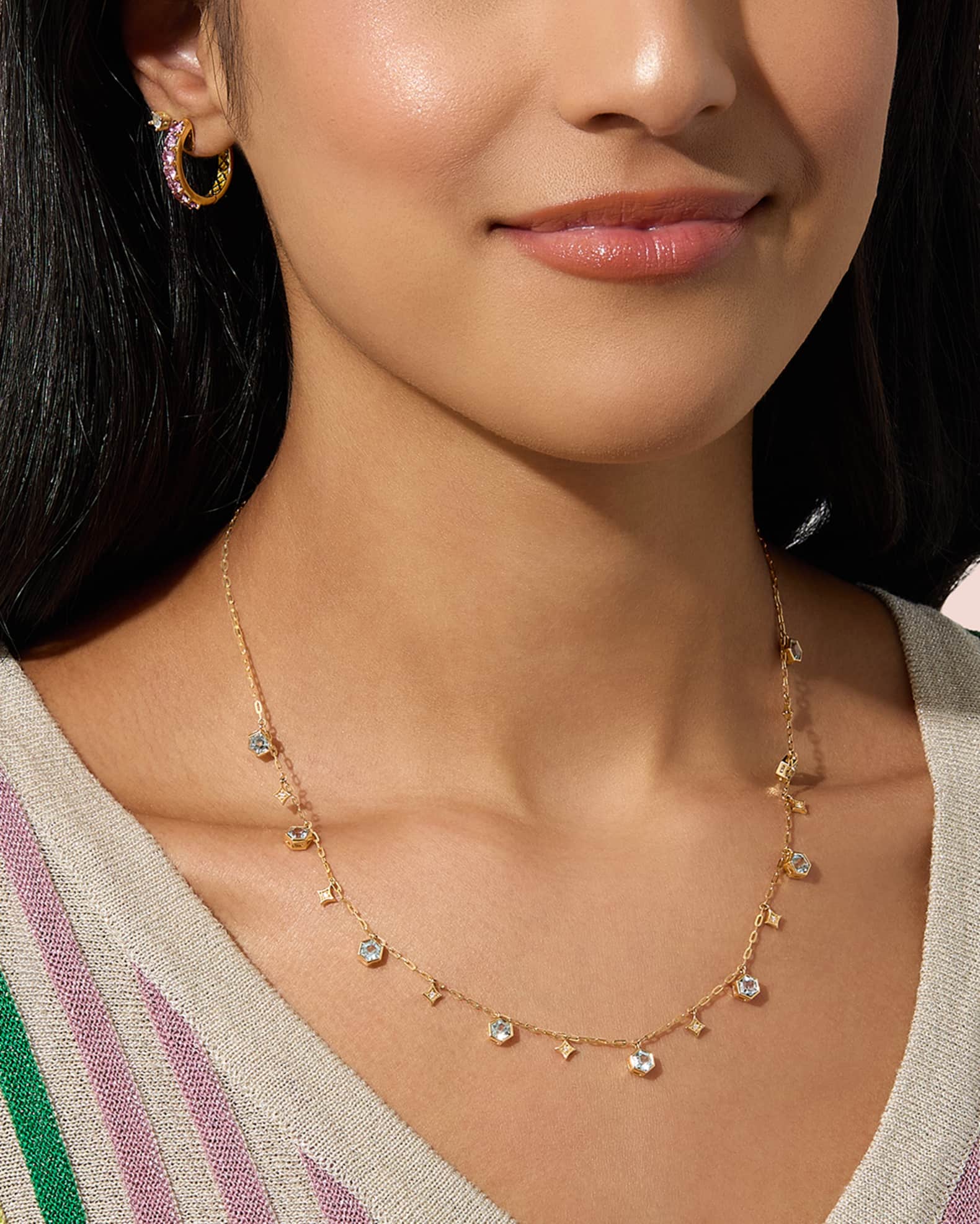 Nebula Star Charm Necklace in 18K Yellow Gold with Diamonds and Sapphires 1
