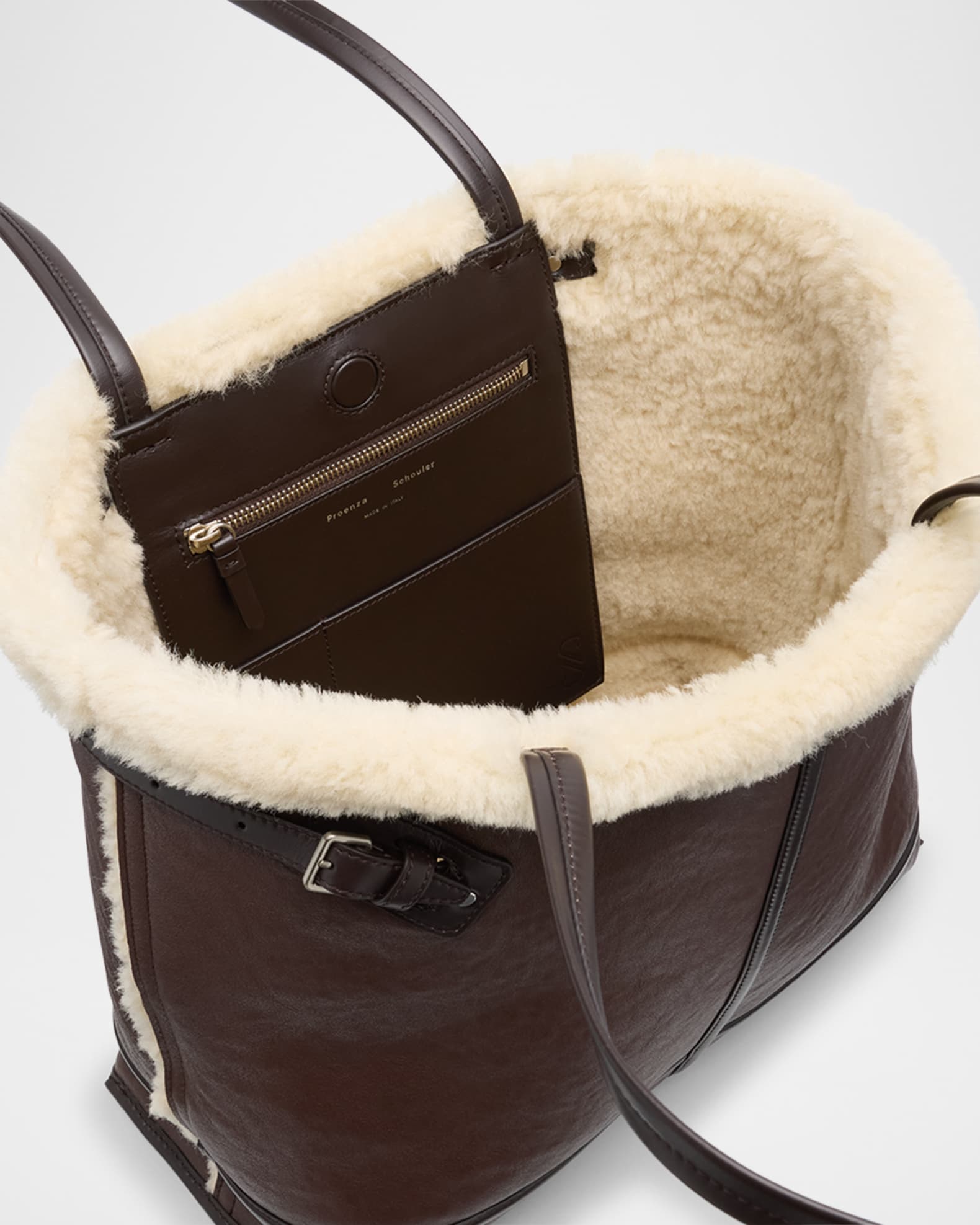 Proenza Schouler Days Buckle Sheep Fur Tote Bag | Neiman Marcus