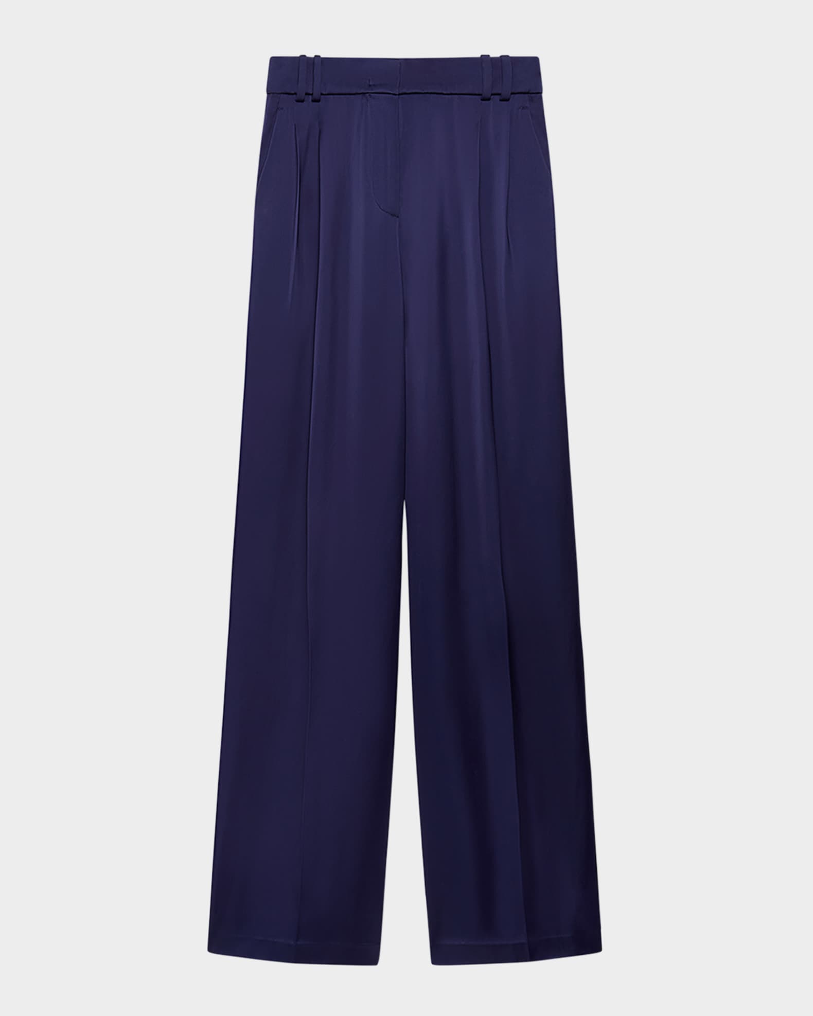 Double-Pleated Satin Wide-Leg Trousers 0