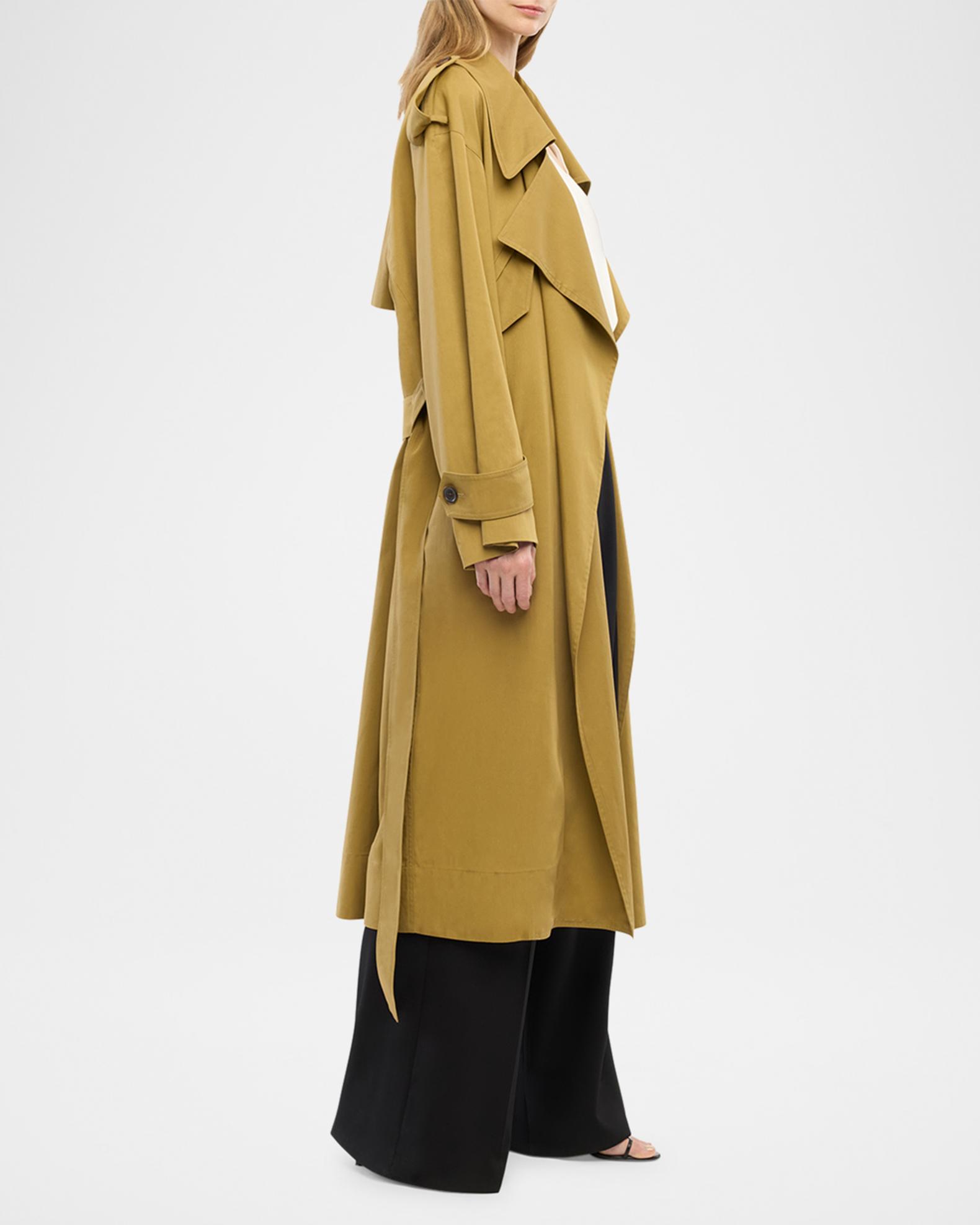 Another Tomorrow Belted Soft Long Trench Coat | Neiman Marcus