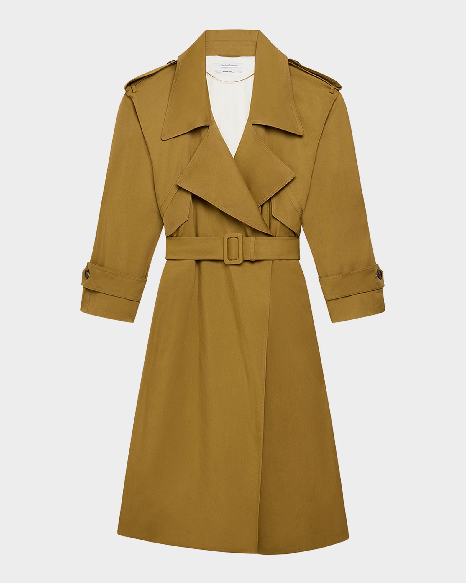 Another Tomorrow Belted Soft Long Trench Coat | Neiman Marcus