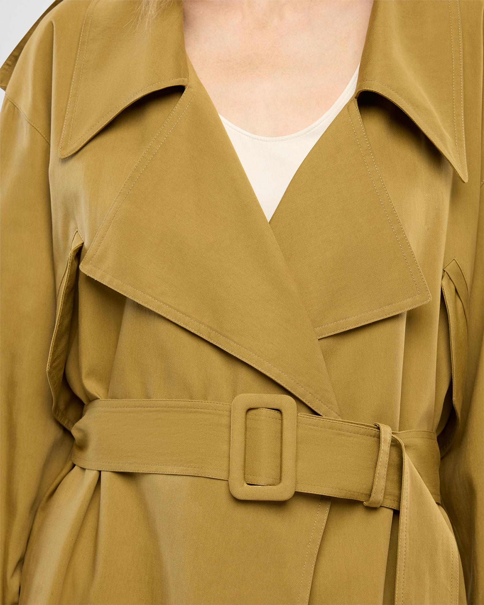 Another Tomorrow Belted Soft Long Trench Coat | Neiman Marcus