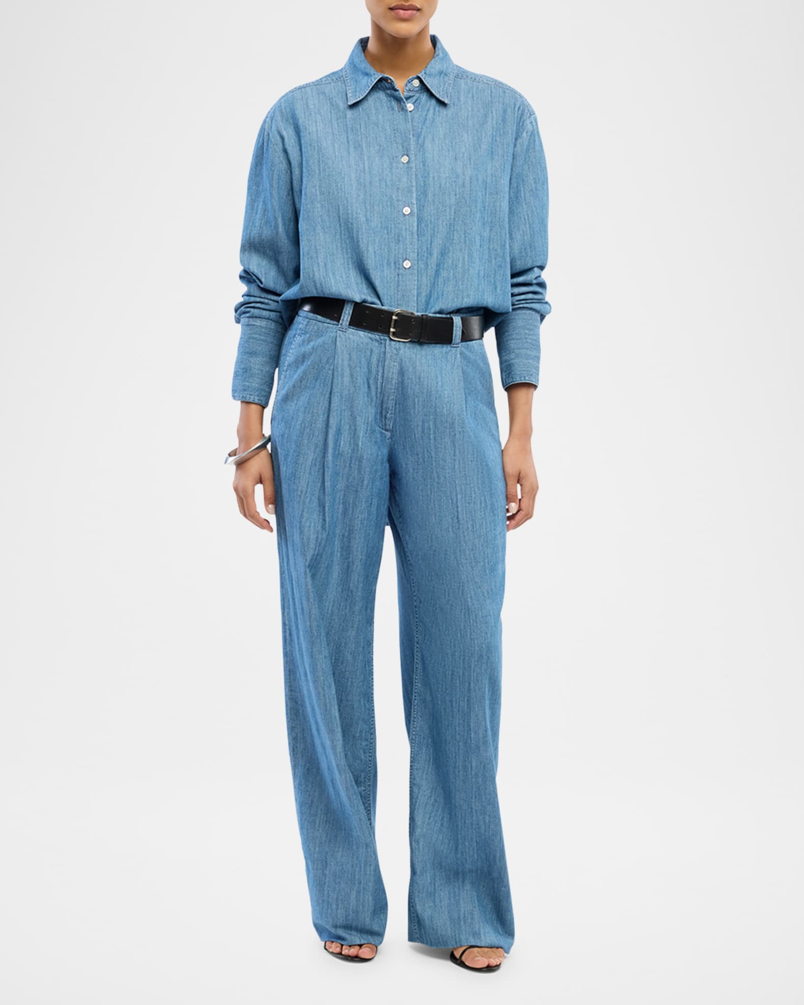 Chambray Oversized Button-Down Shirt 1