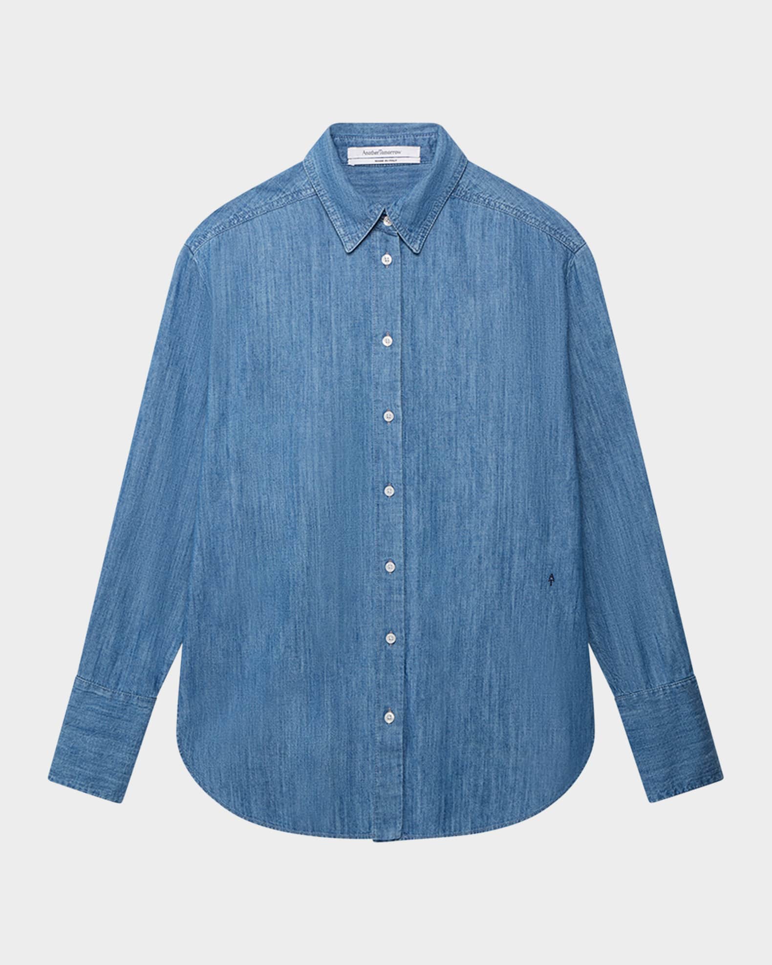 Chambray Oversized Button-Down Shirt 0