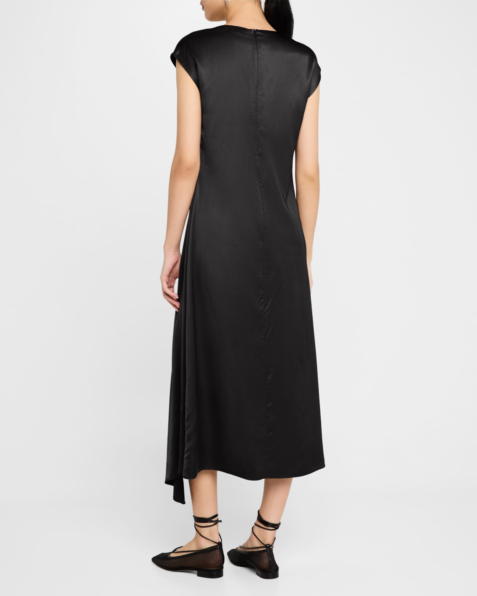 ワンピース PESERICO Women Mid Skirts S0266601979 305 Black Peserico Draped Side-Slit Midi Shift Dress | Neiman Marcus