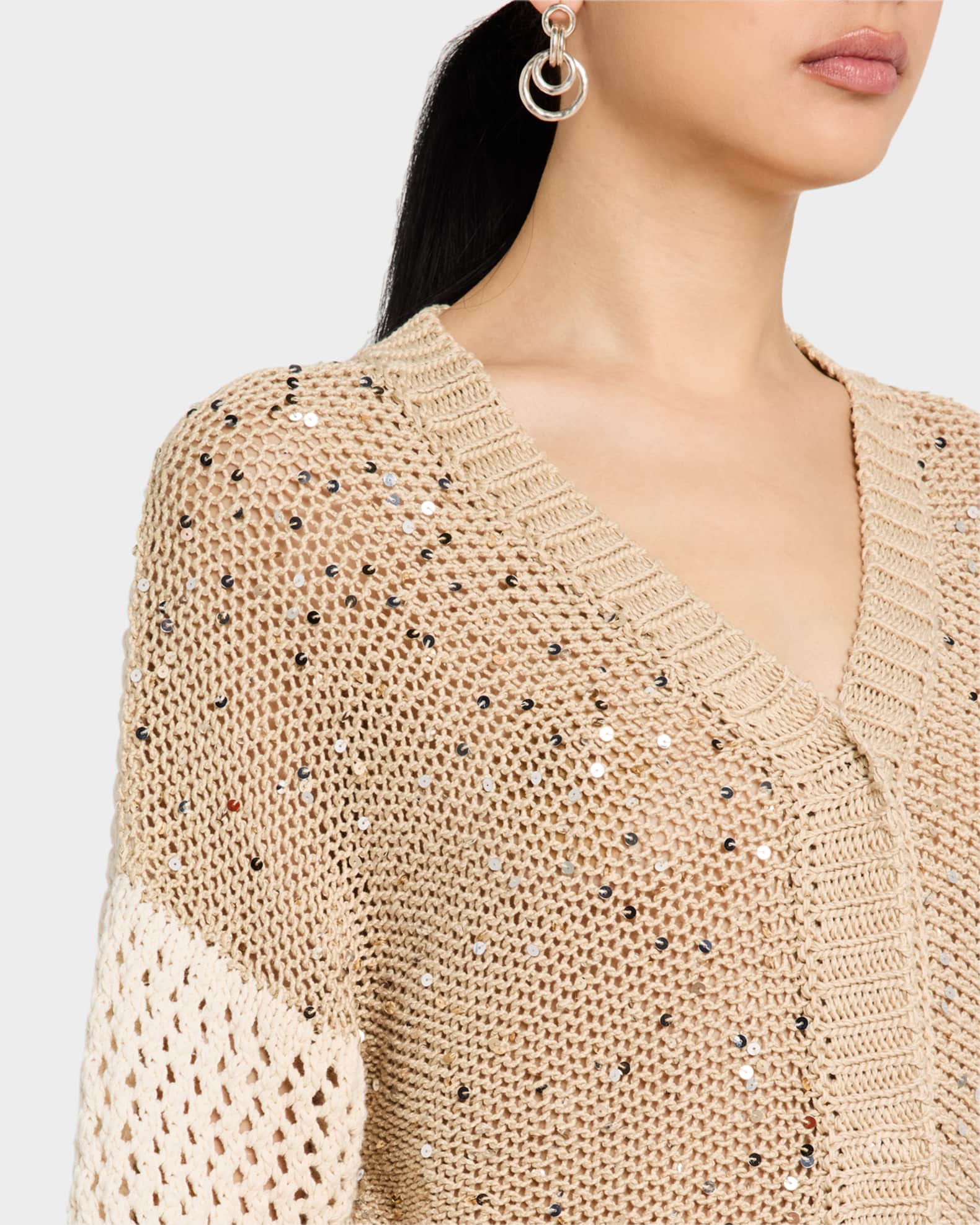 2 Pocket Long Sequin Open Cardigan in Giorgio Blue main image 0