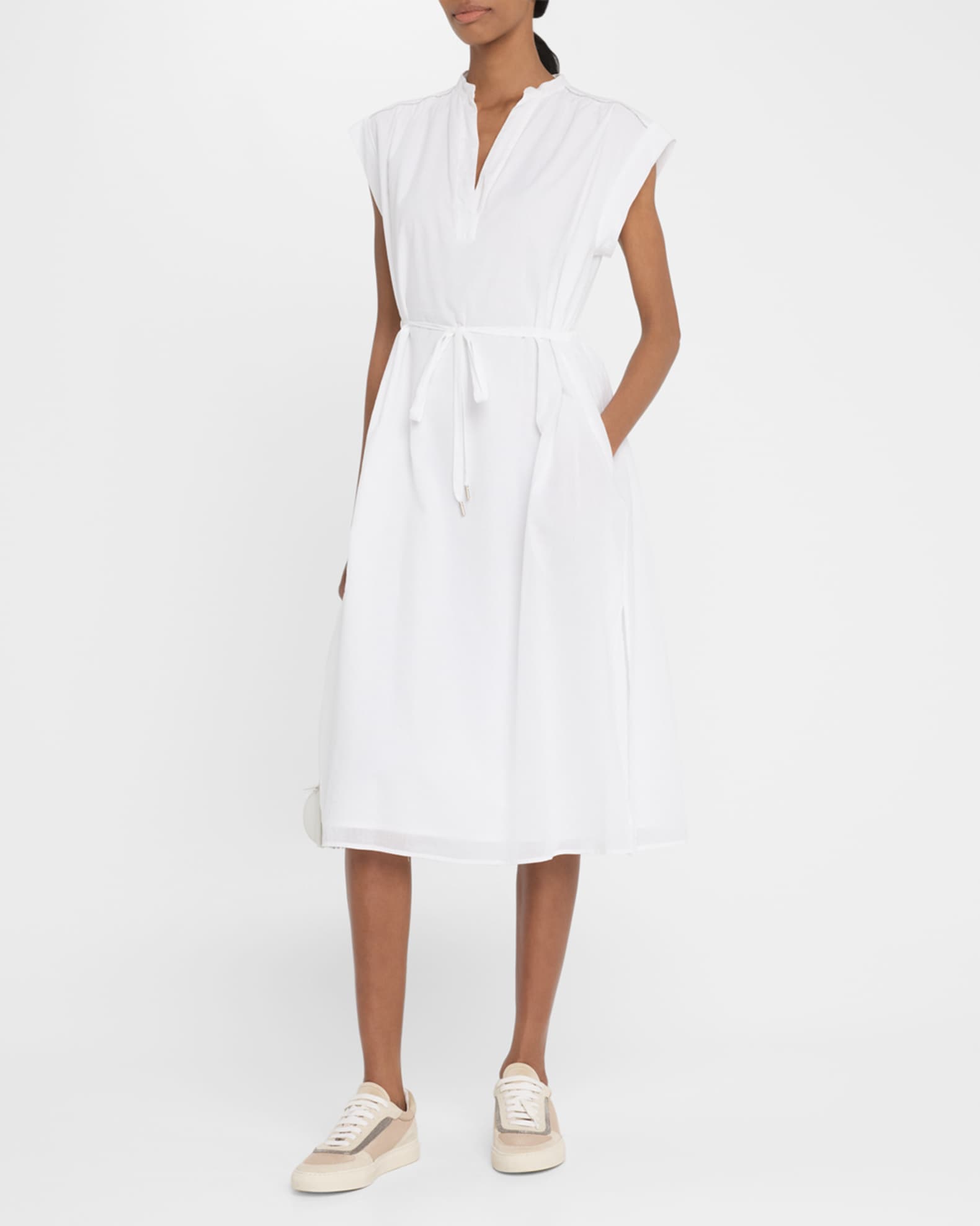Chain-Trim Cotton Midi Dress 1