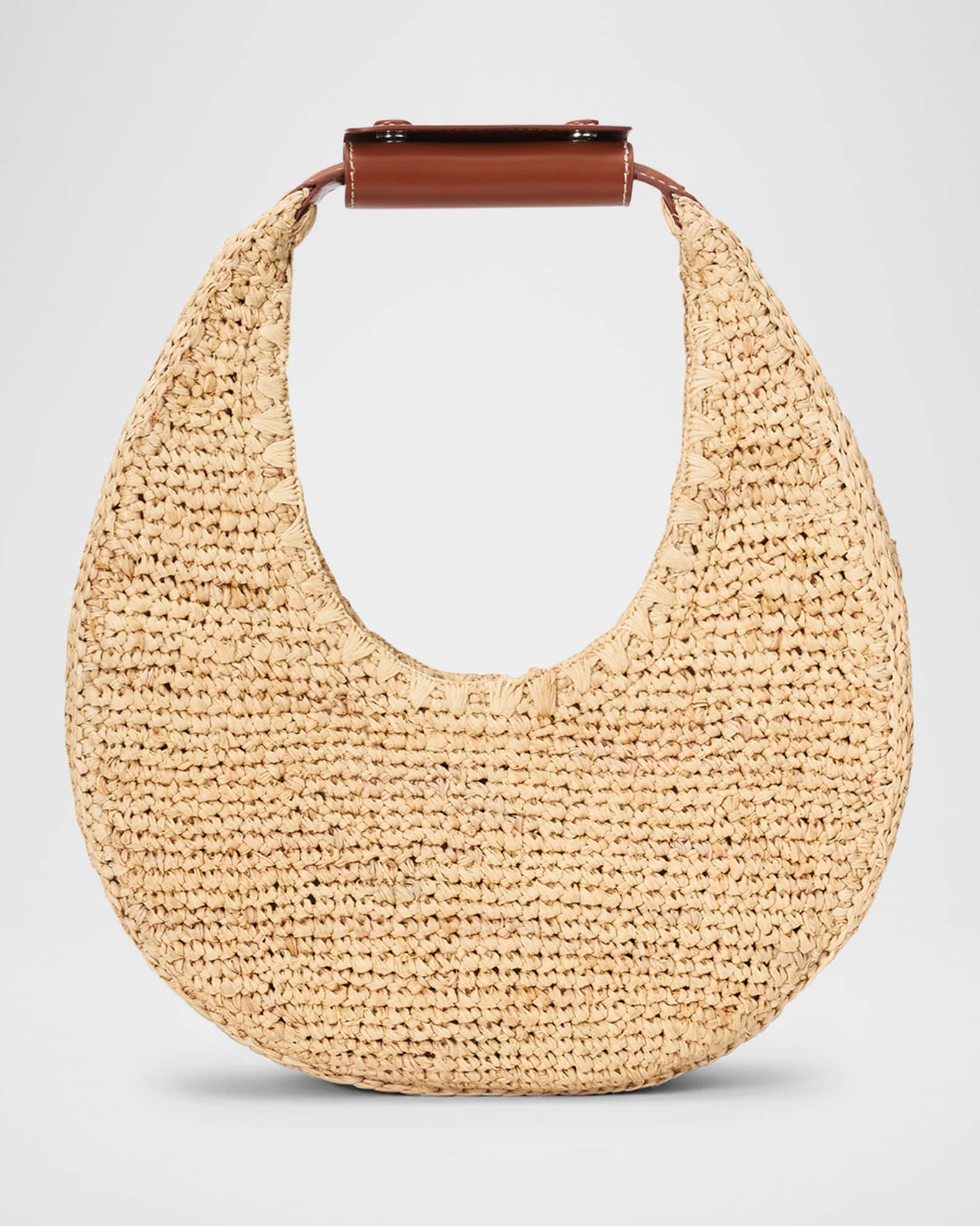 Moon Raffia & Leather Shoulder Bag 0