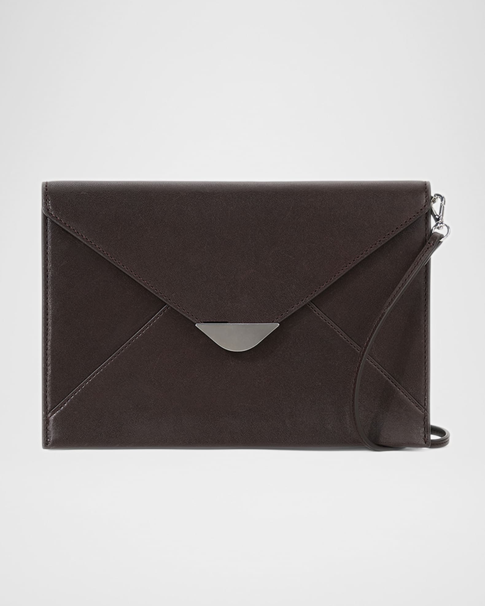 Marcella Envelope Flap Leather Clutch Bag