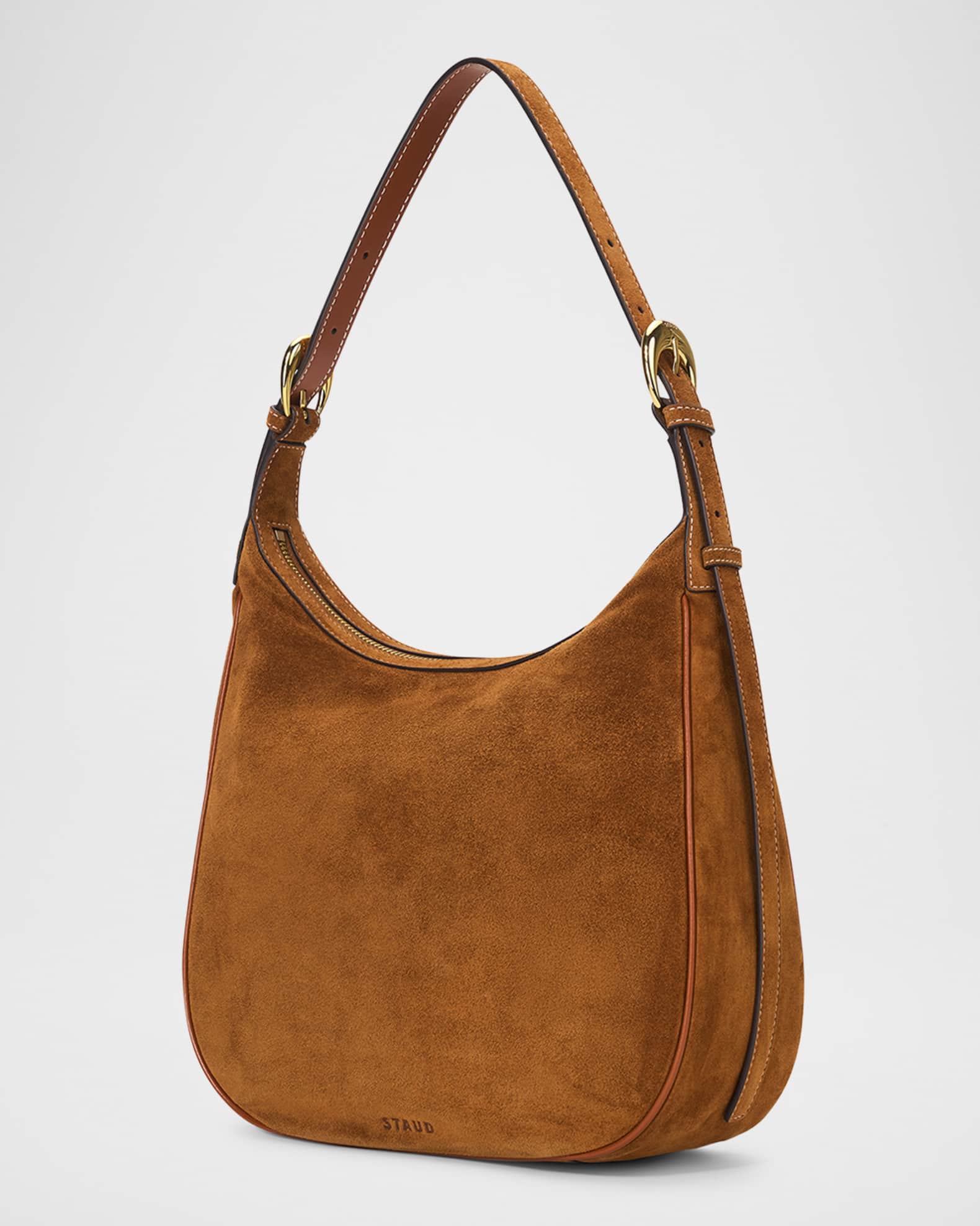 Pine Zip Suede Hobo Bag 1