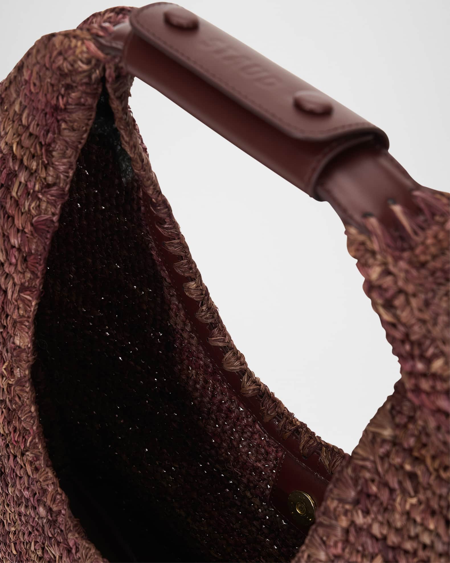 STAUD Moon Large Raffia Shoulder Bag | Neiman Marcus