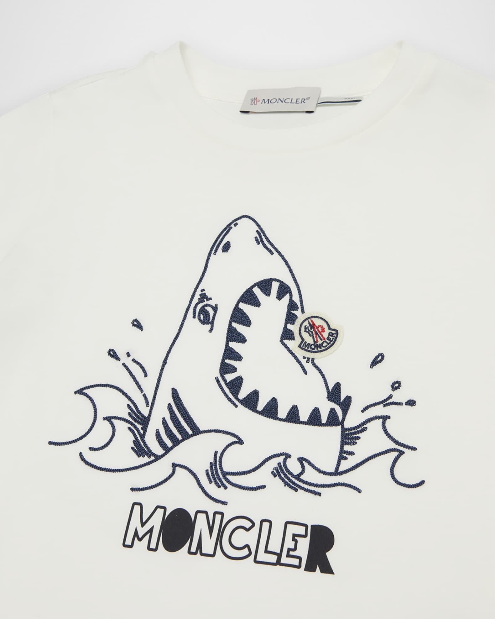 Moncler Boy's Shark Eating Logo Short-Sleeve T-Shirt, Size 12-14