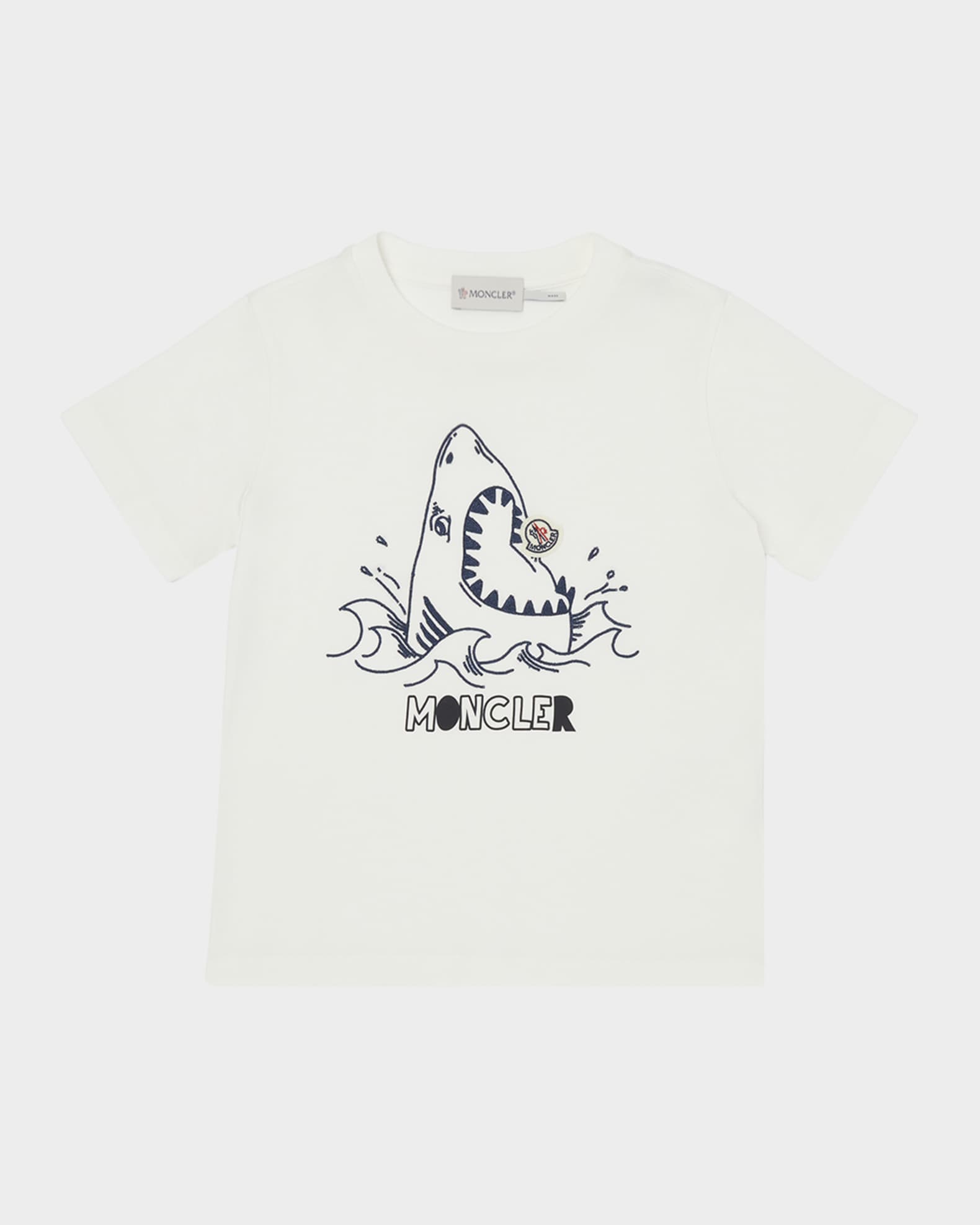 Moncler Boy's Shark Eating Logo Short-Sleeve T-Shirt, Size 12-14