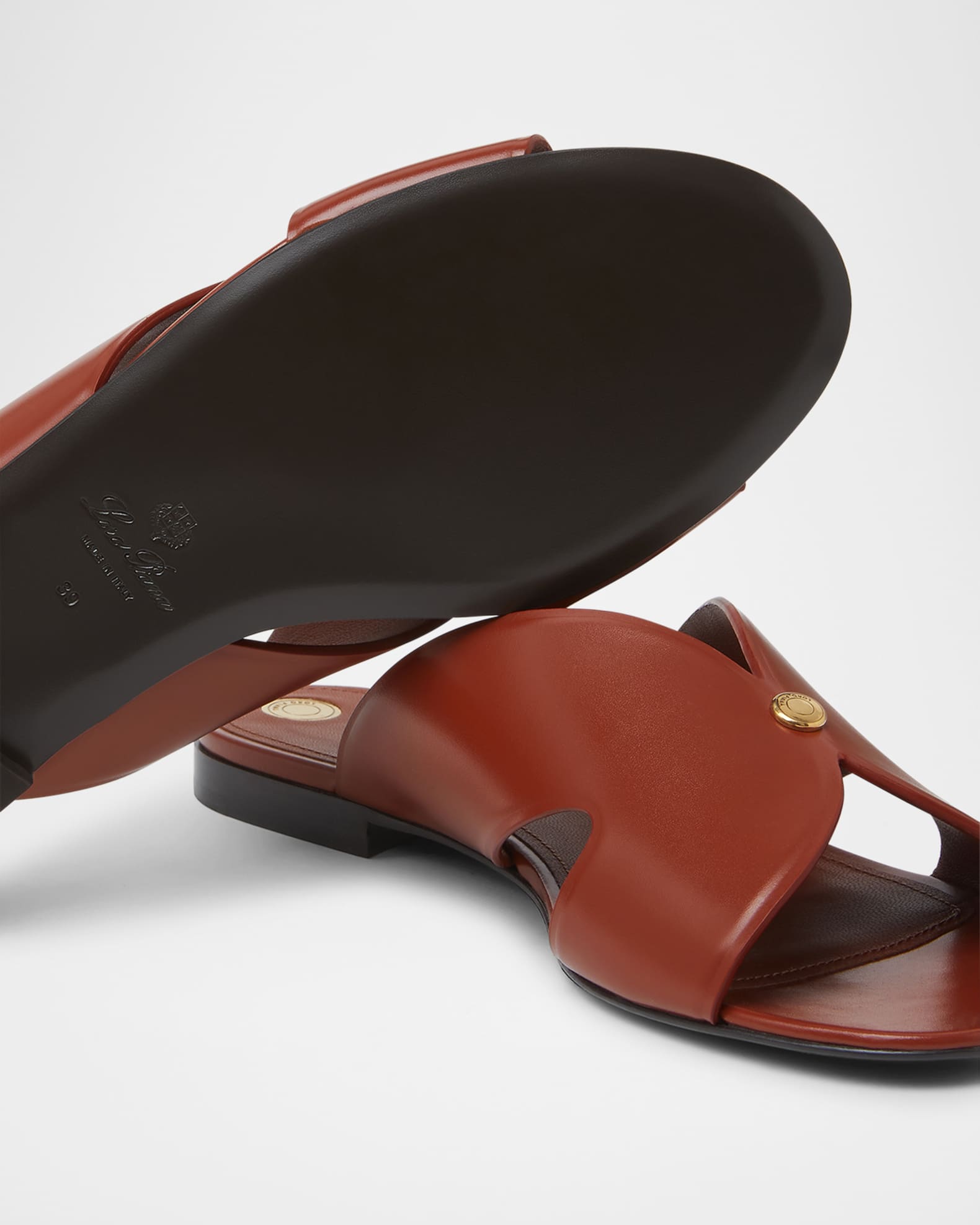 サンダル・ミュール Loro Piana Vera Slide Sandals Loro Piana Vera Leather Slide Sandals - Bergdorf Goodman