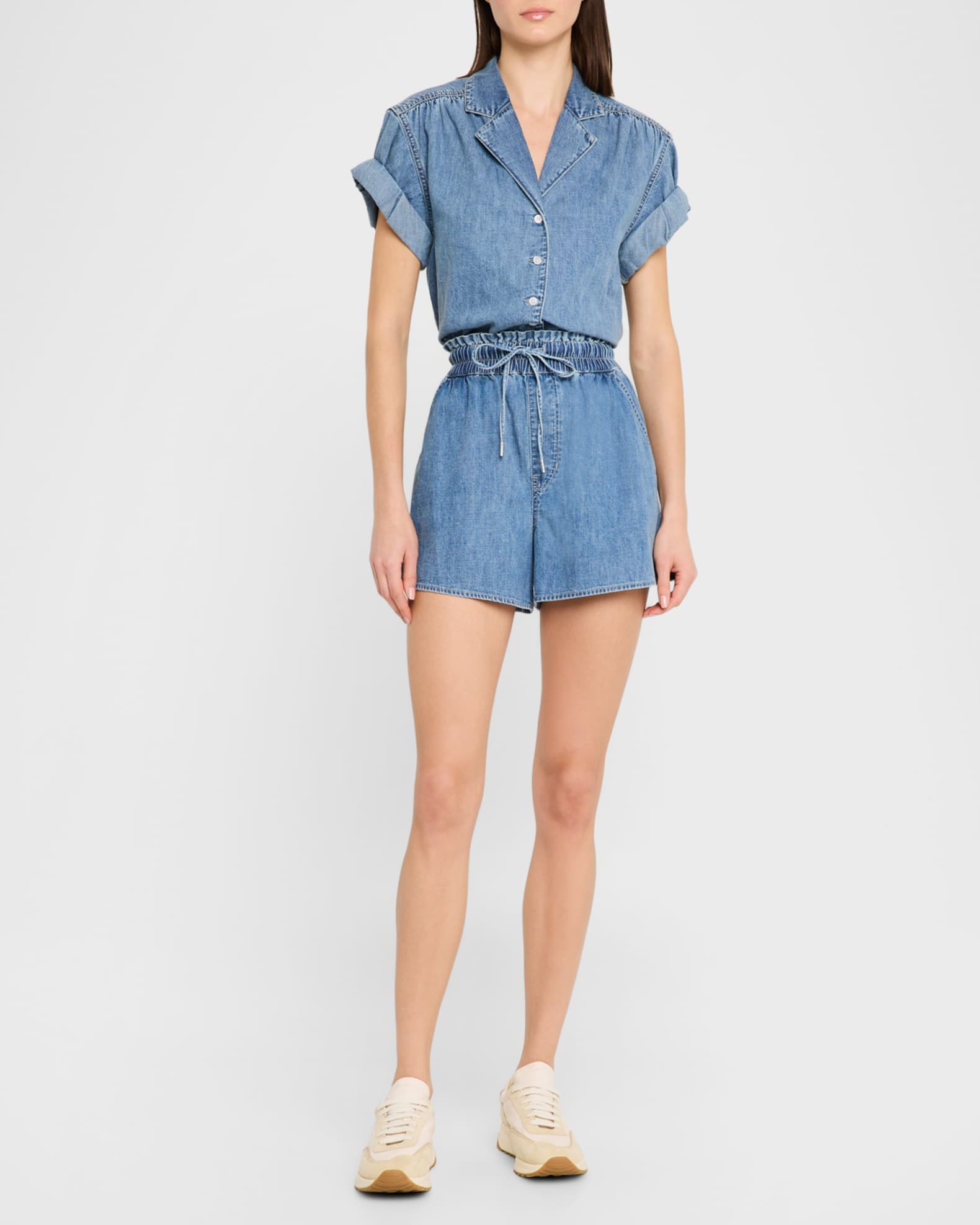 Ilene Denim Cuff-Sleeve Top  1