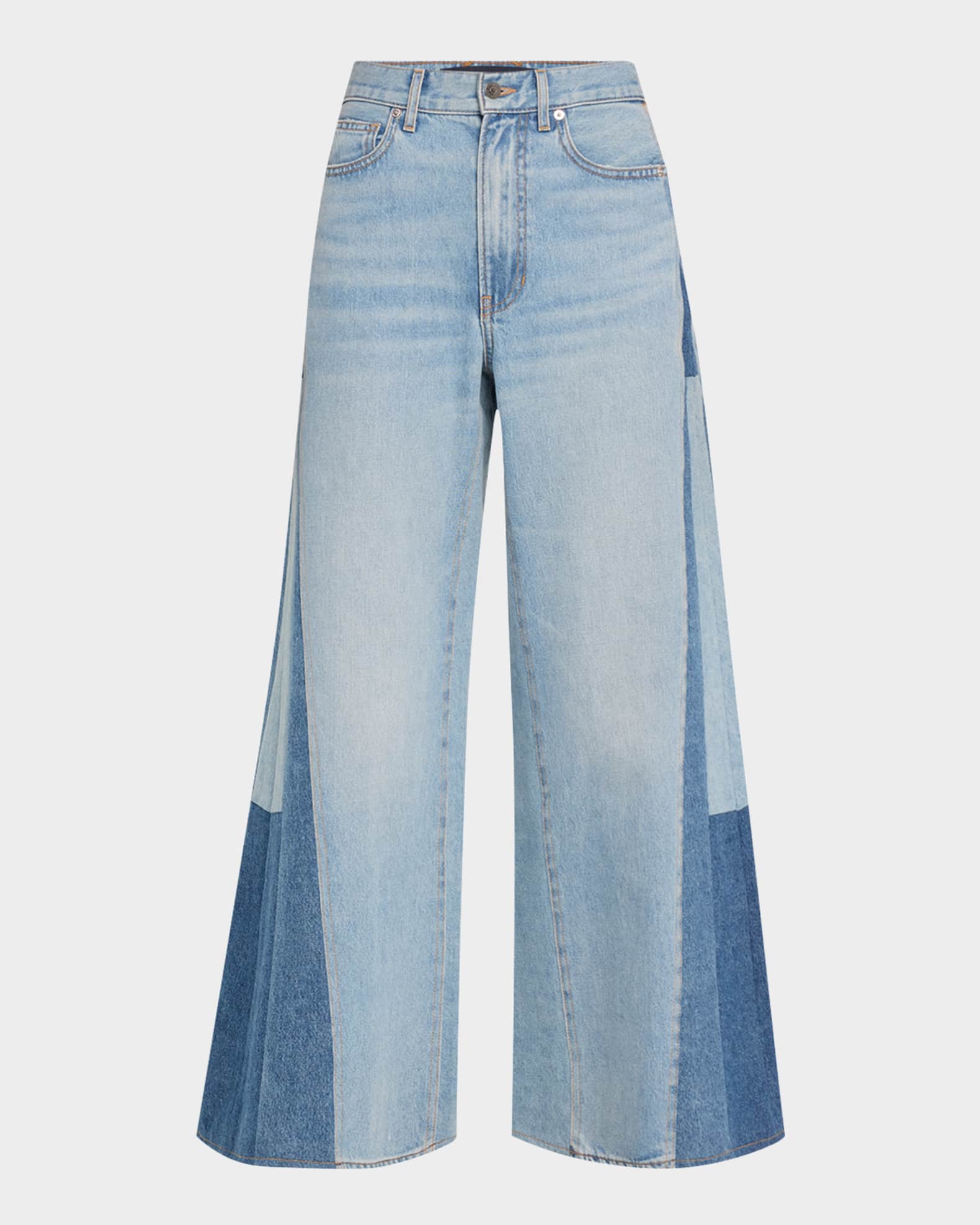 Vicki Patchwork Wide-Leg Jeans 0