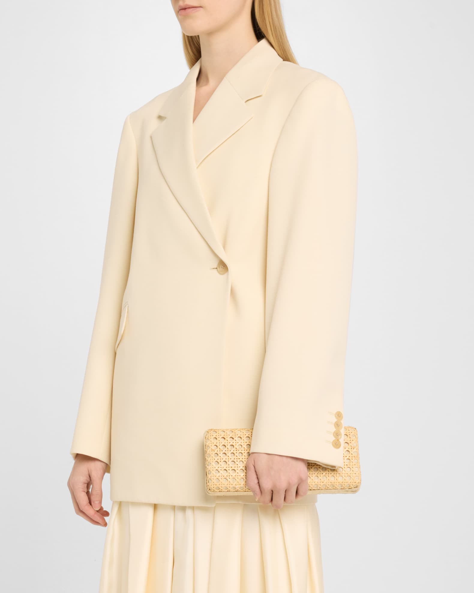 Alessandra Cutout Woven Long Clutch Bag 1