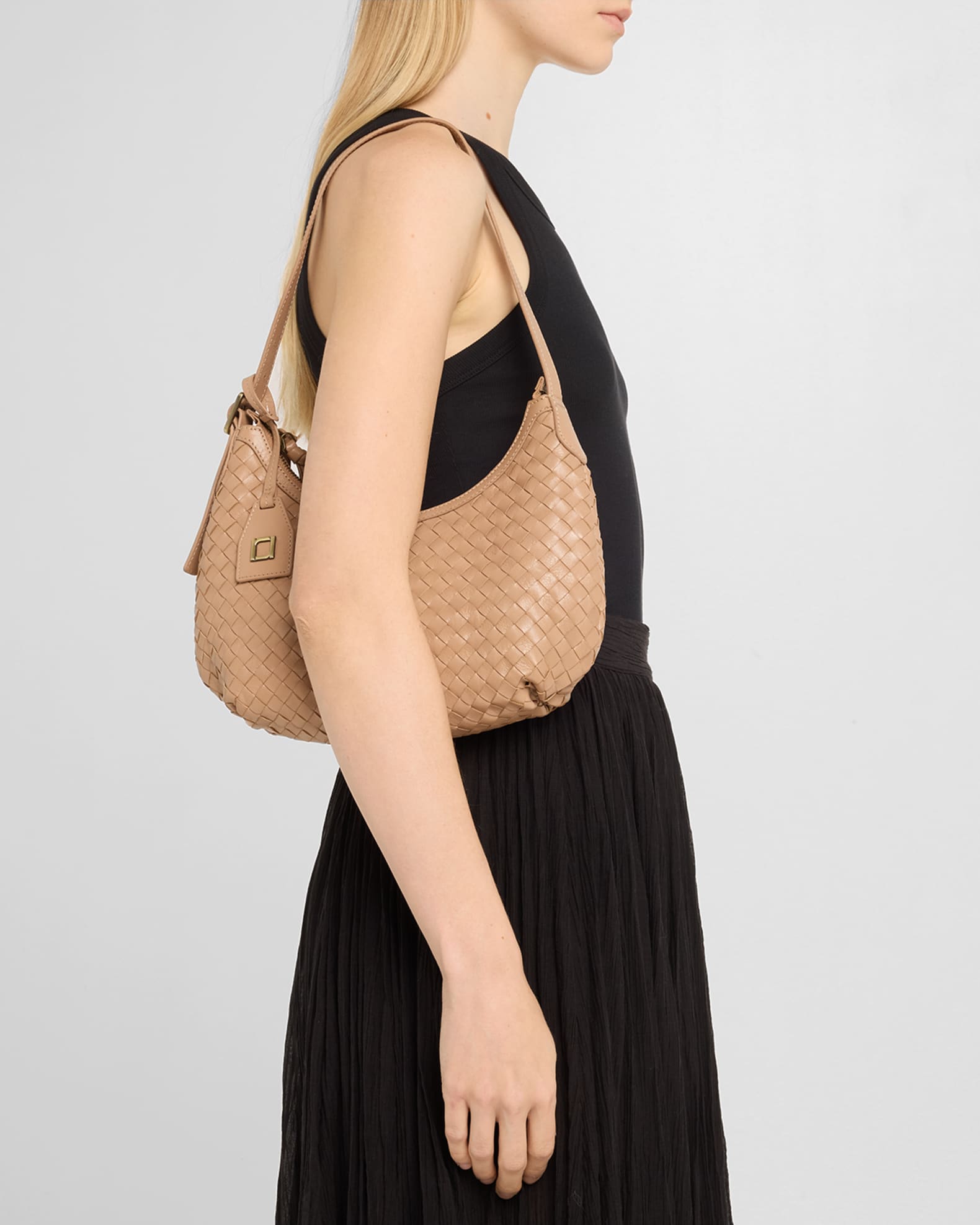 Alva Zip Woven Leather Hobo Bag 1