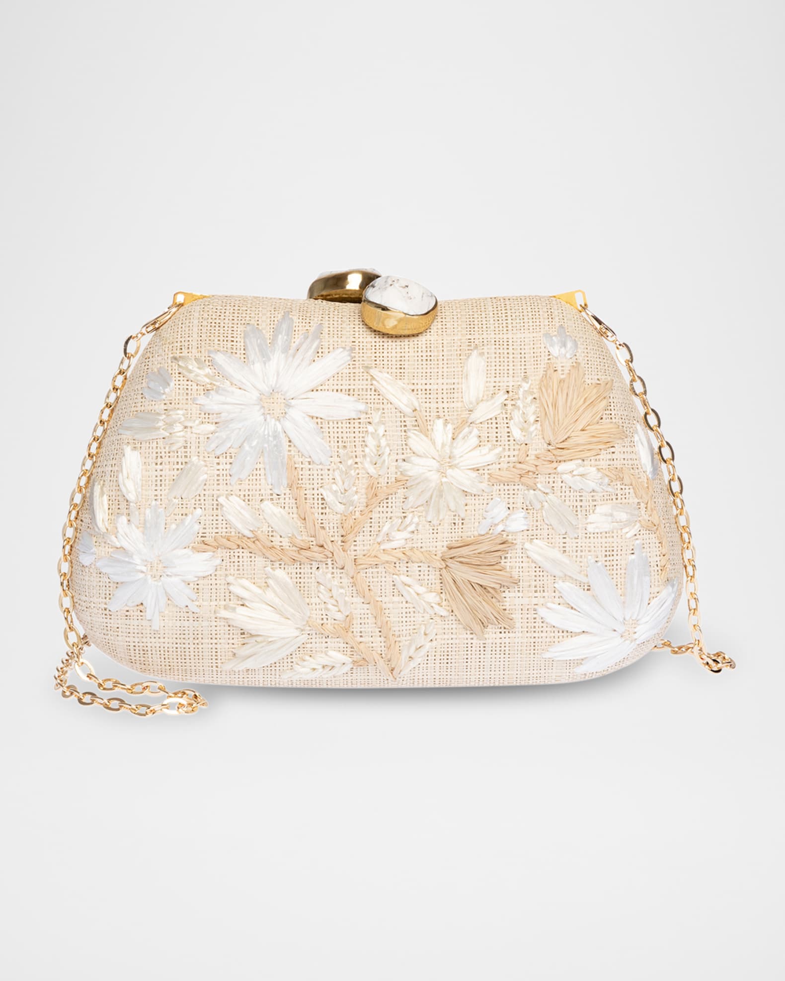 Tamu Flower Raffia Clutch Bag 0