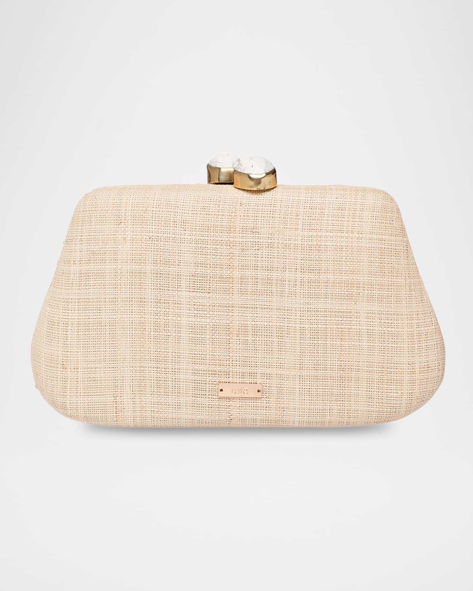 Raffia Flower Pearl Beaded Clutch
