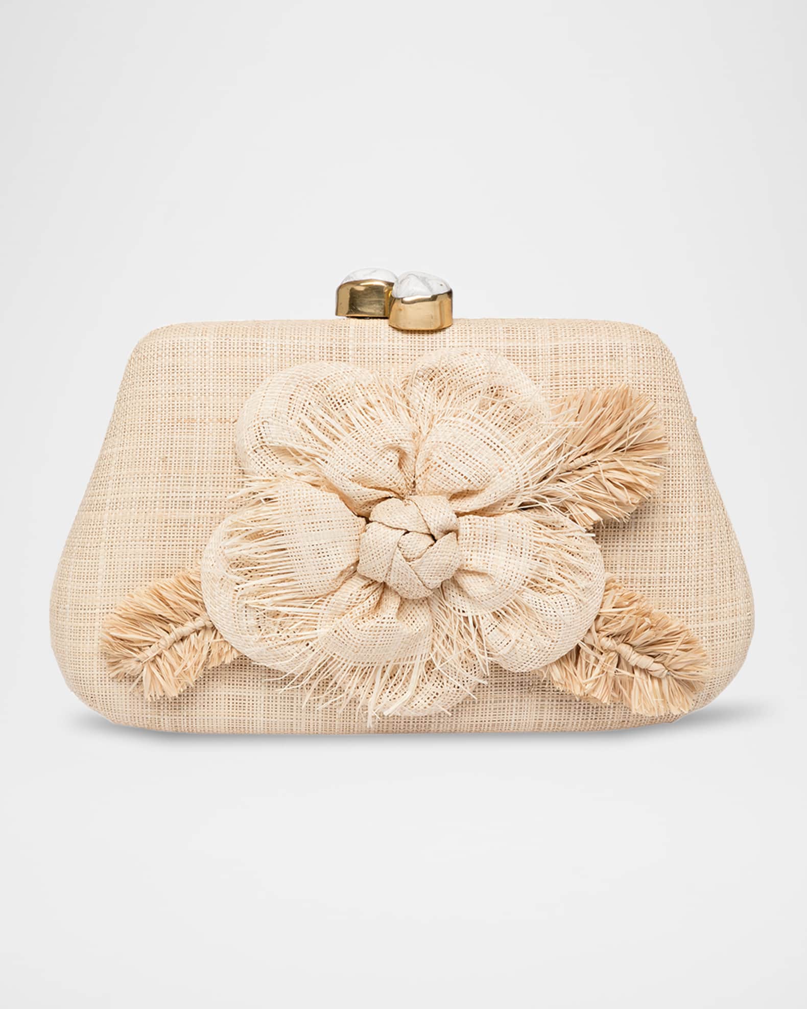 Rosie Flower Straw Clutch Bag 0