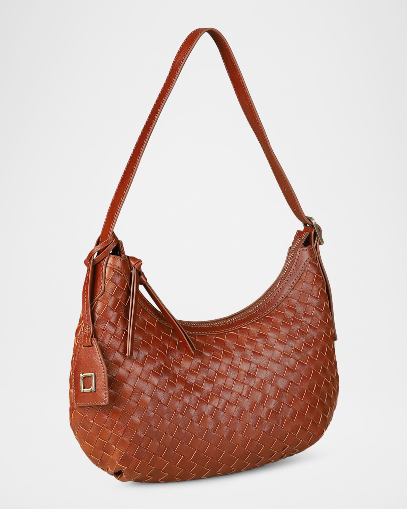 Alva Zip Woven Leather Hobo Bag 1