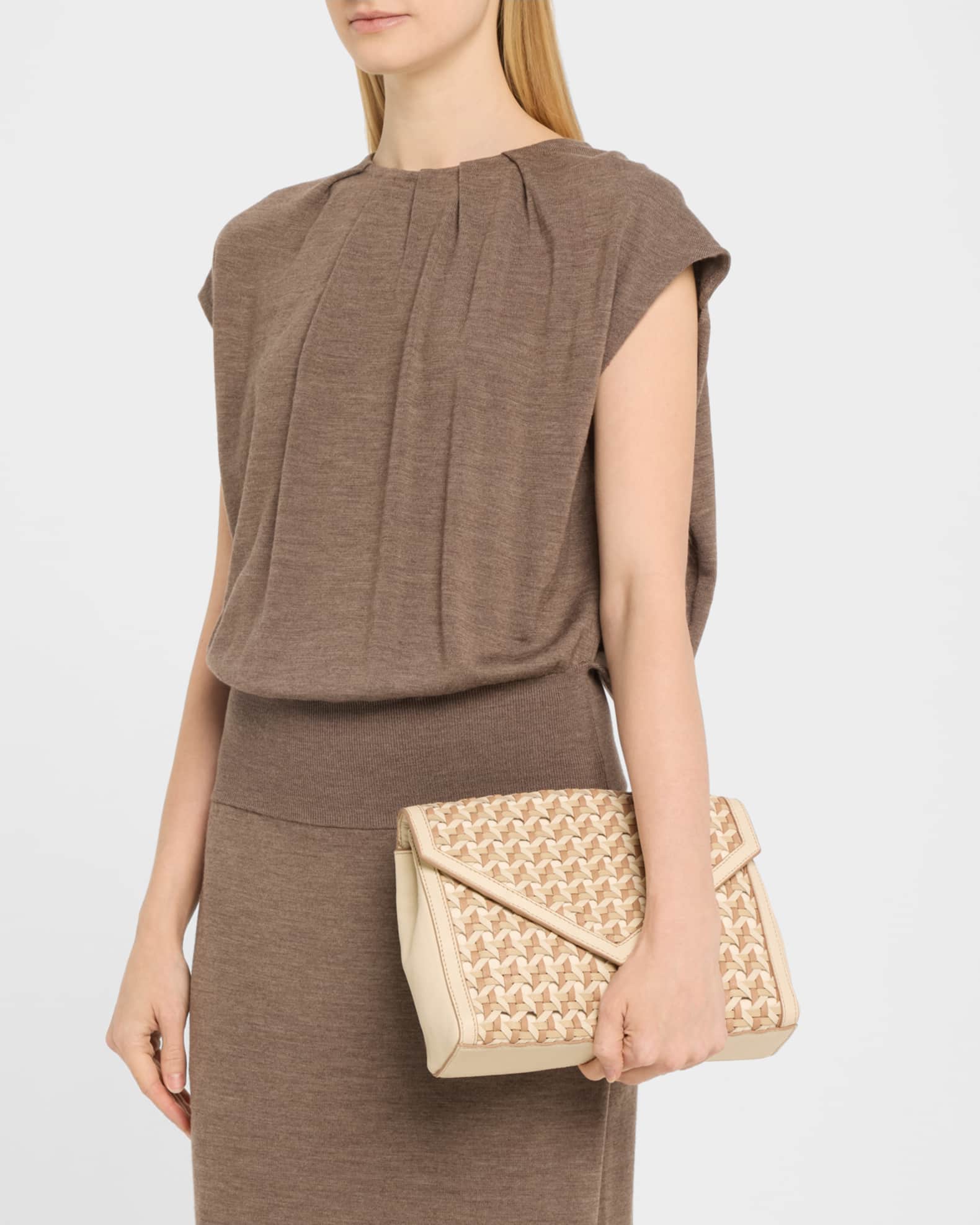 Jamie Envelope Woven Leather Clutch Bag 1