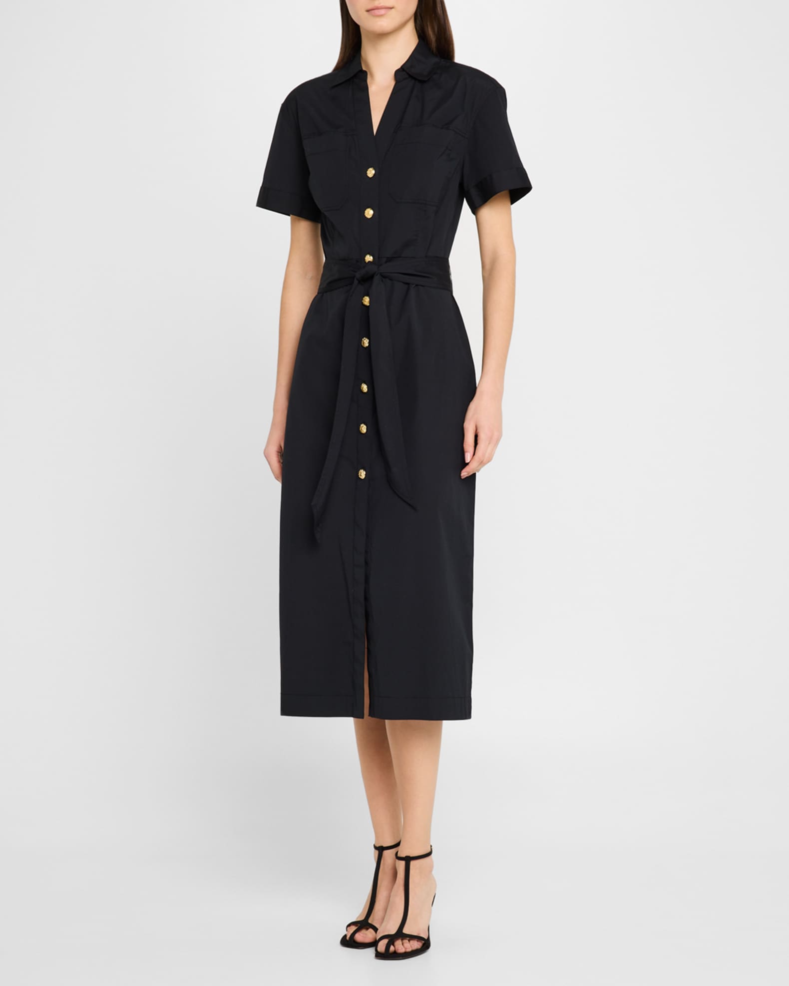 Tabby Short-Sleeve Midi Shirtdress  1