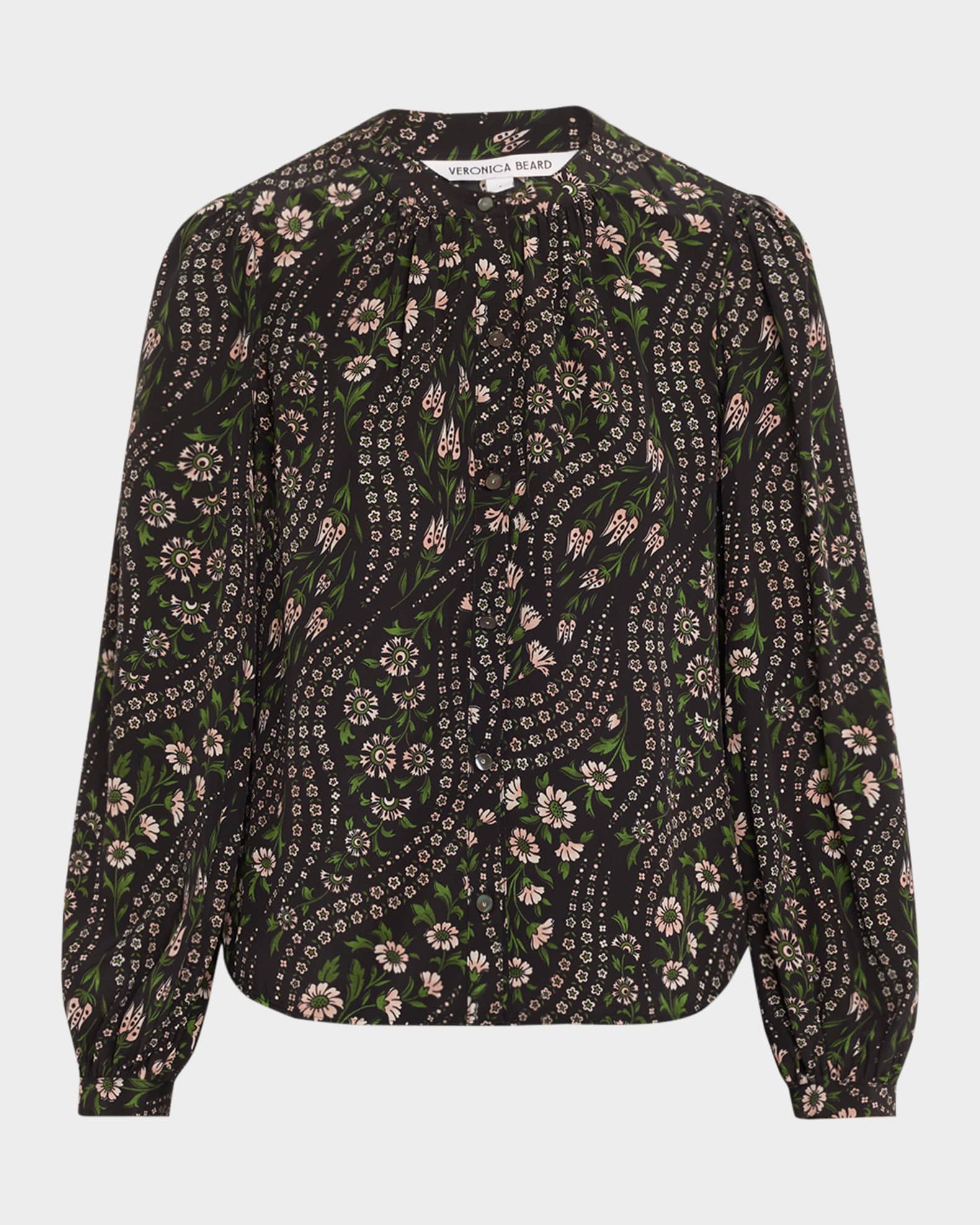 Ashlynn Floral-Print Silk Top 0